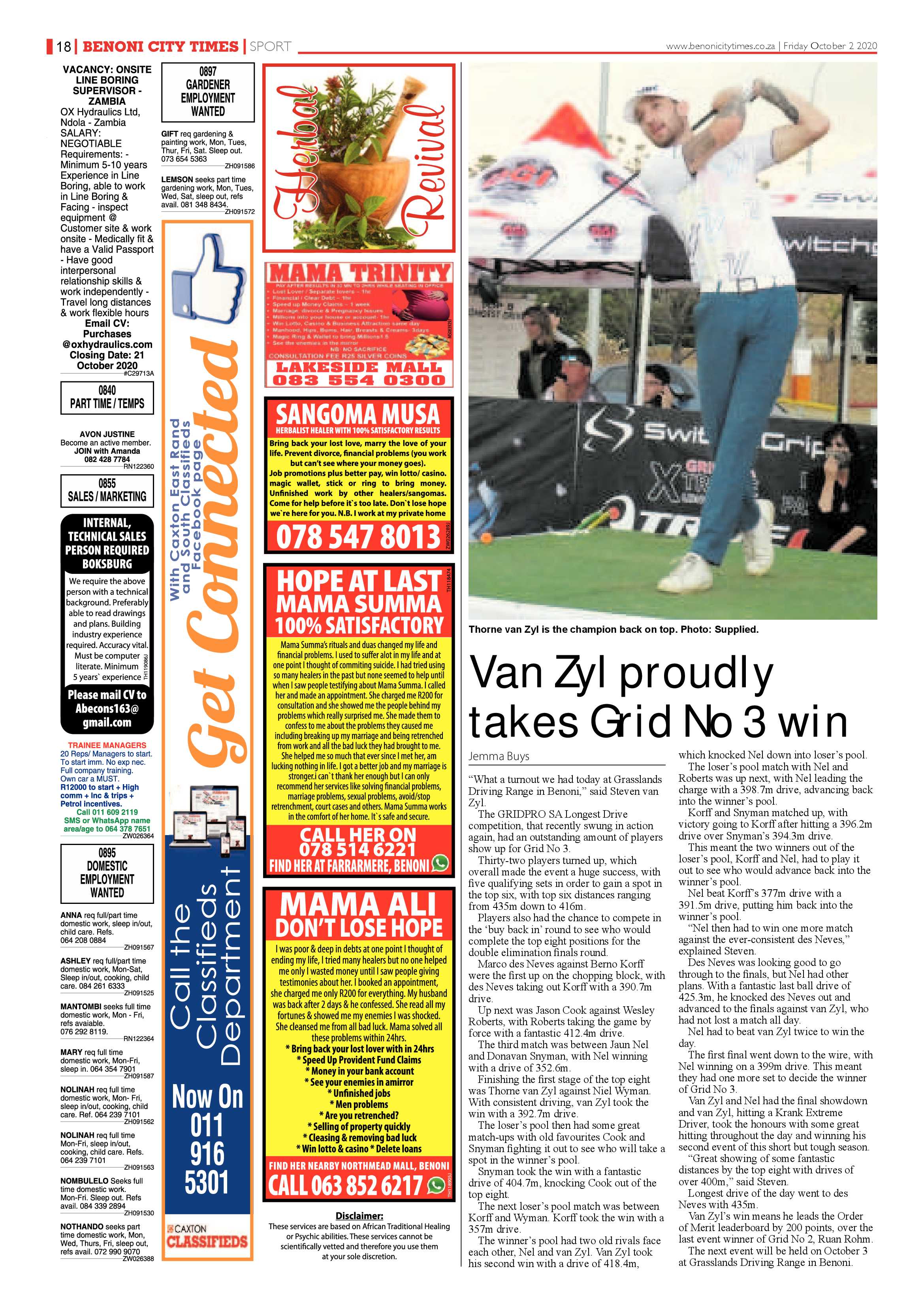 Benoni City Times 1 October 2020 page 18