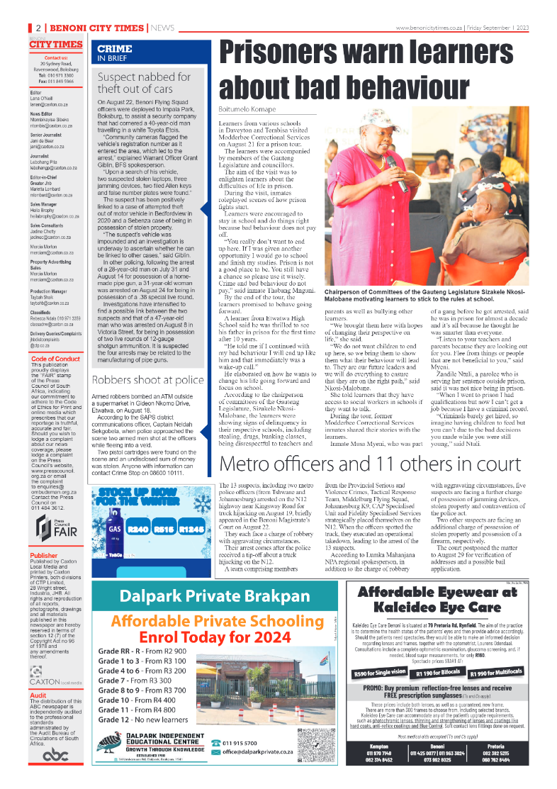 Benoni City Times 1 September 2023 page 2