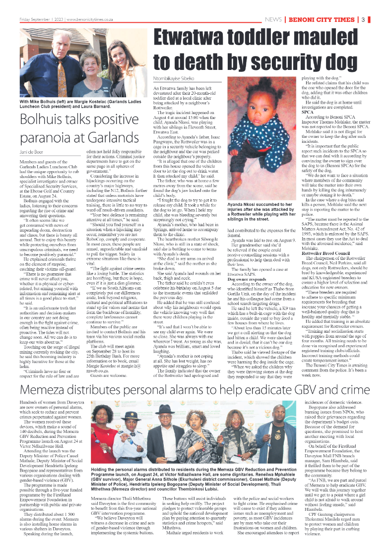 Benoni City Times 1 September 2023 page 3