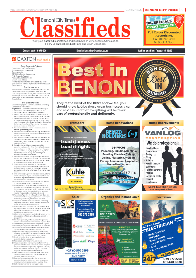 Benoni City Times 1 September 2023 page 9