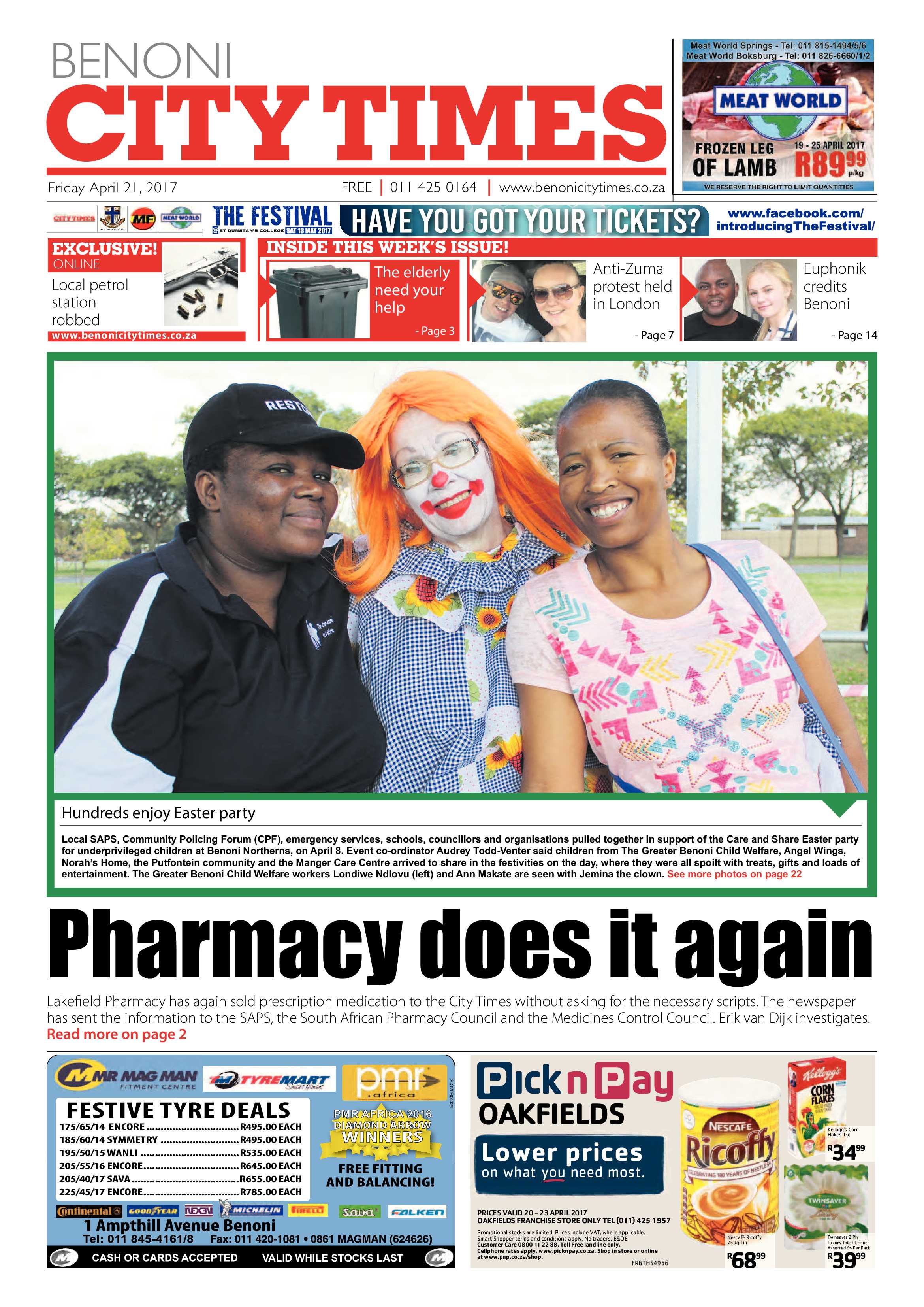 Benoni City Times 20 April 2017 page 1