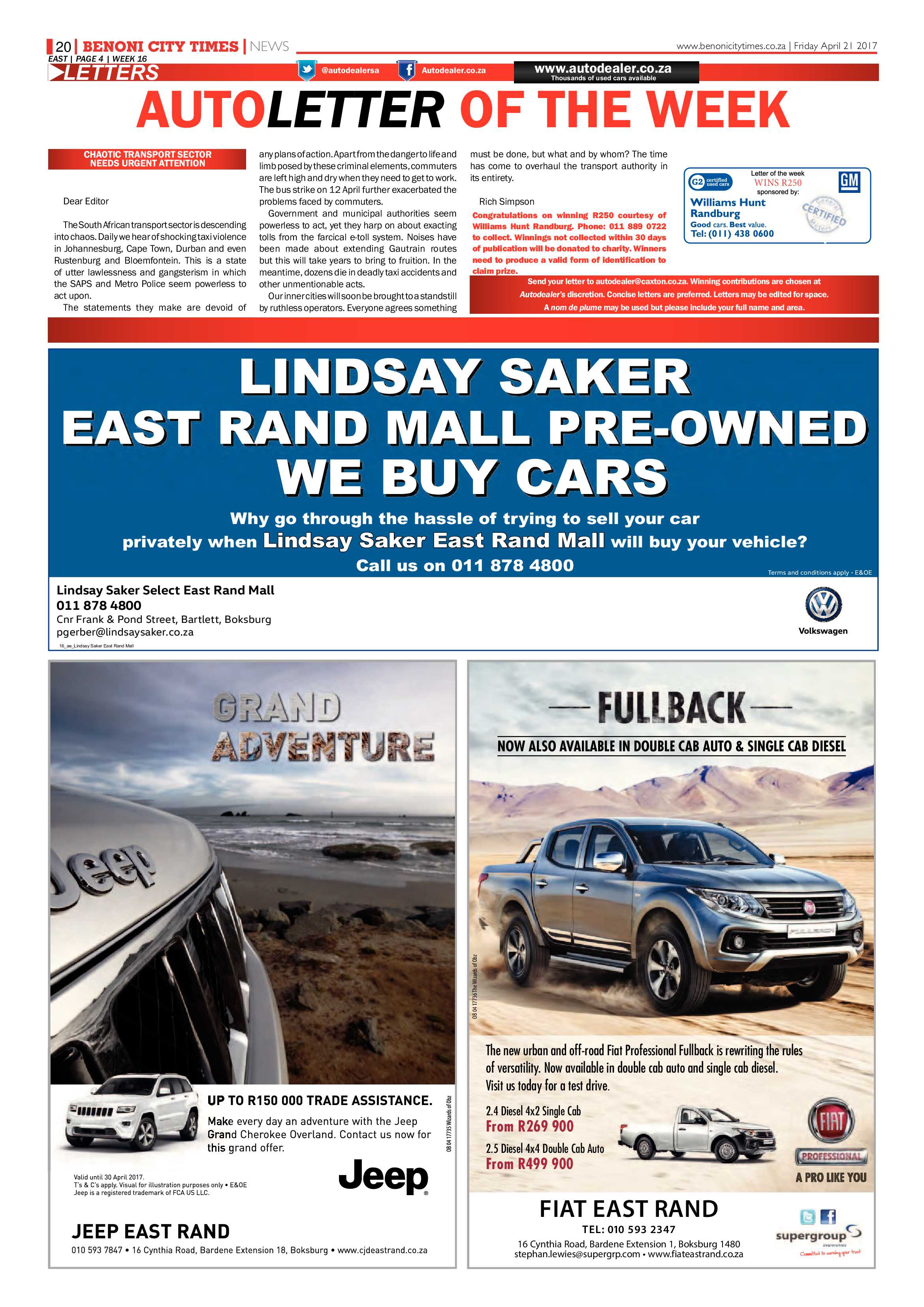 Benoni City Times 20 April 2017 page 20