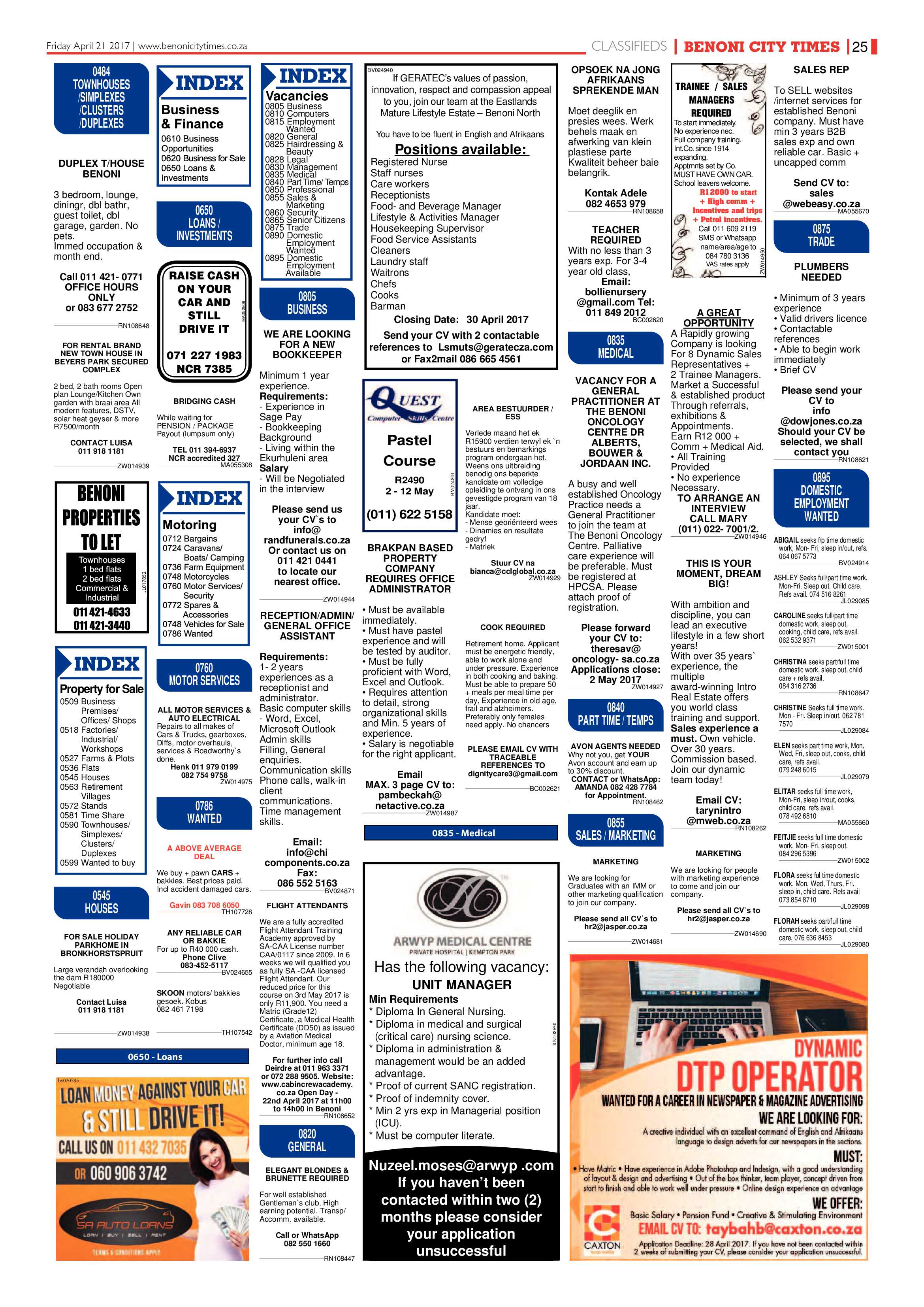Benoni City Times 20 April 2017 page 25
