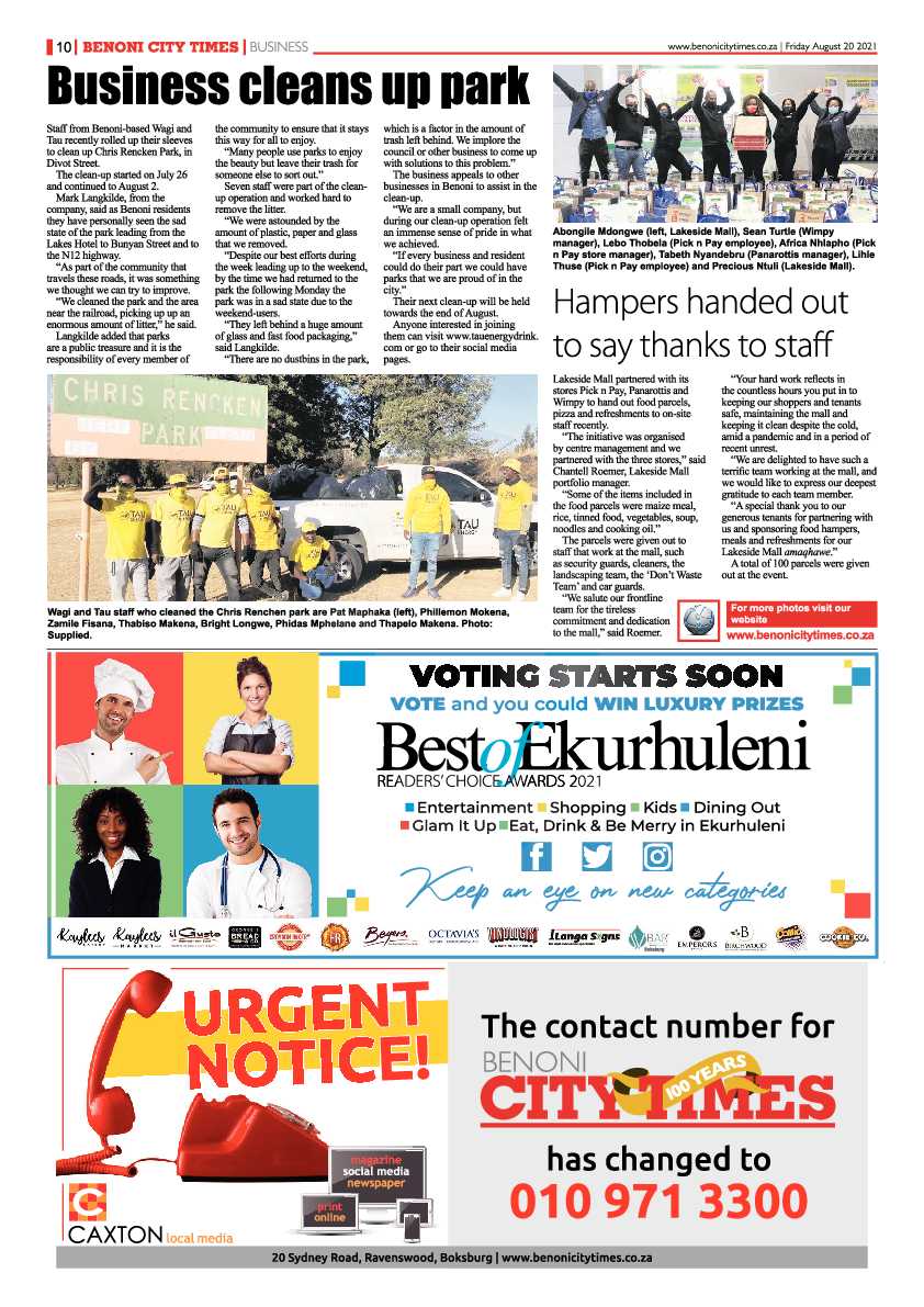 Benoni City Times 20 August 2021 page 10