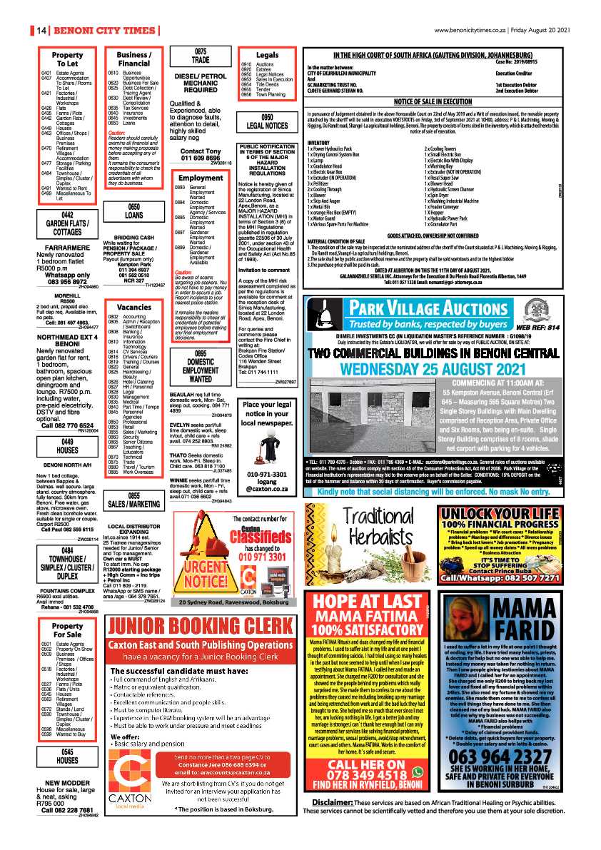 Benoni City Times 20 August 2021 page 14