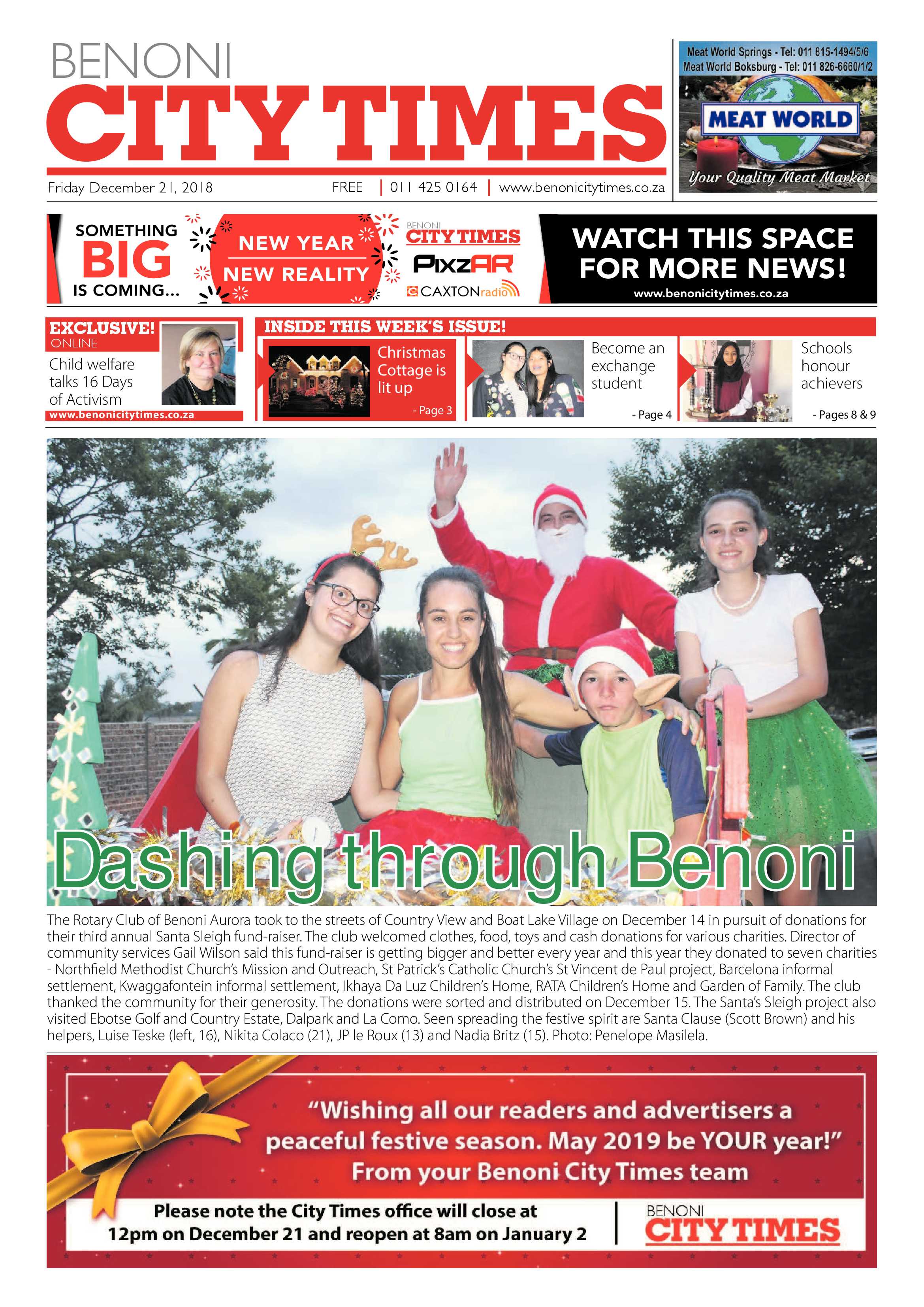 Benoni City Times 20 December 2018 page 1