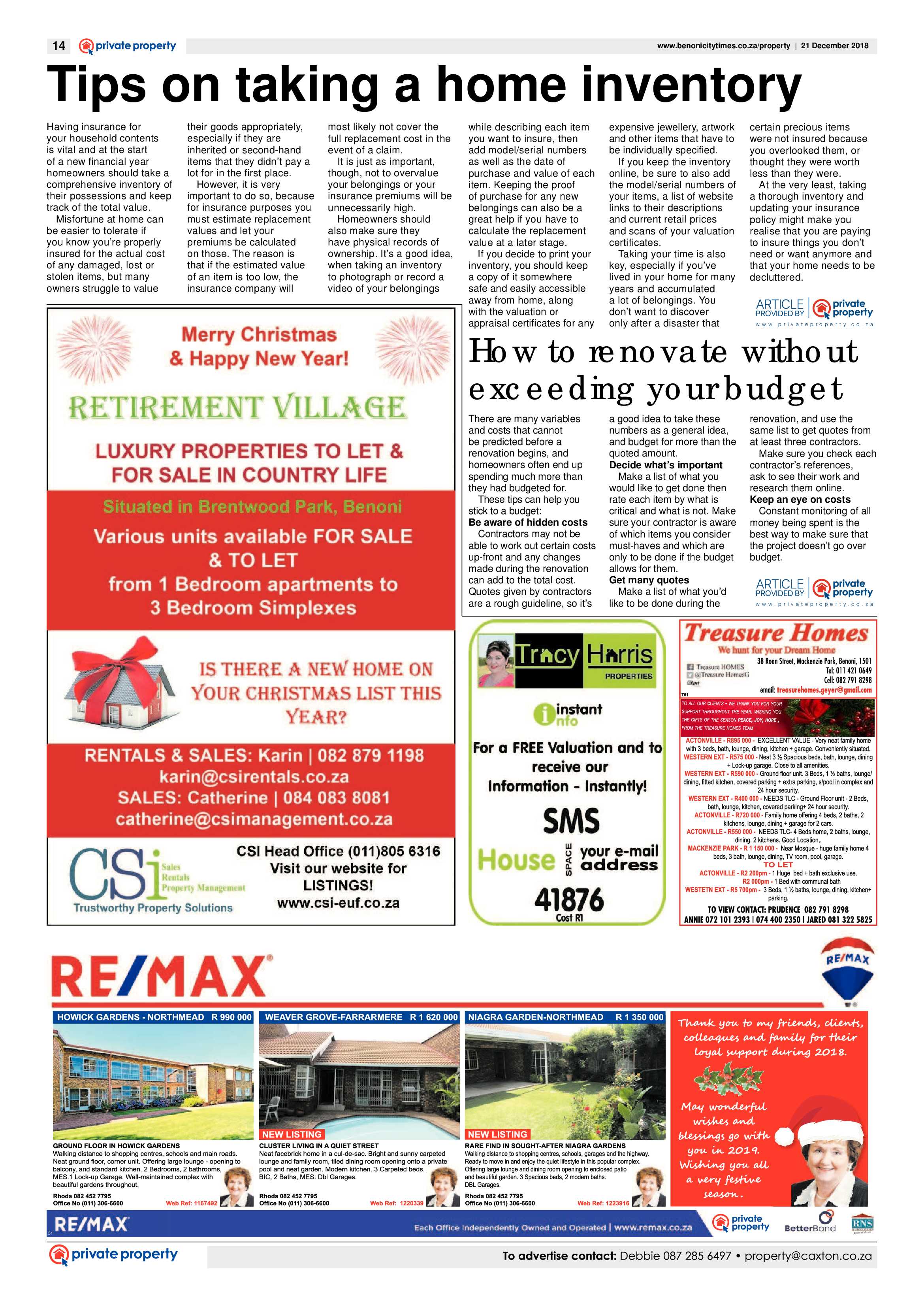 Benoni City Times 20 December 2018 page 14