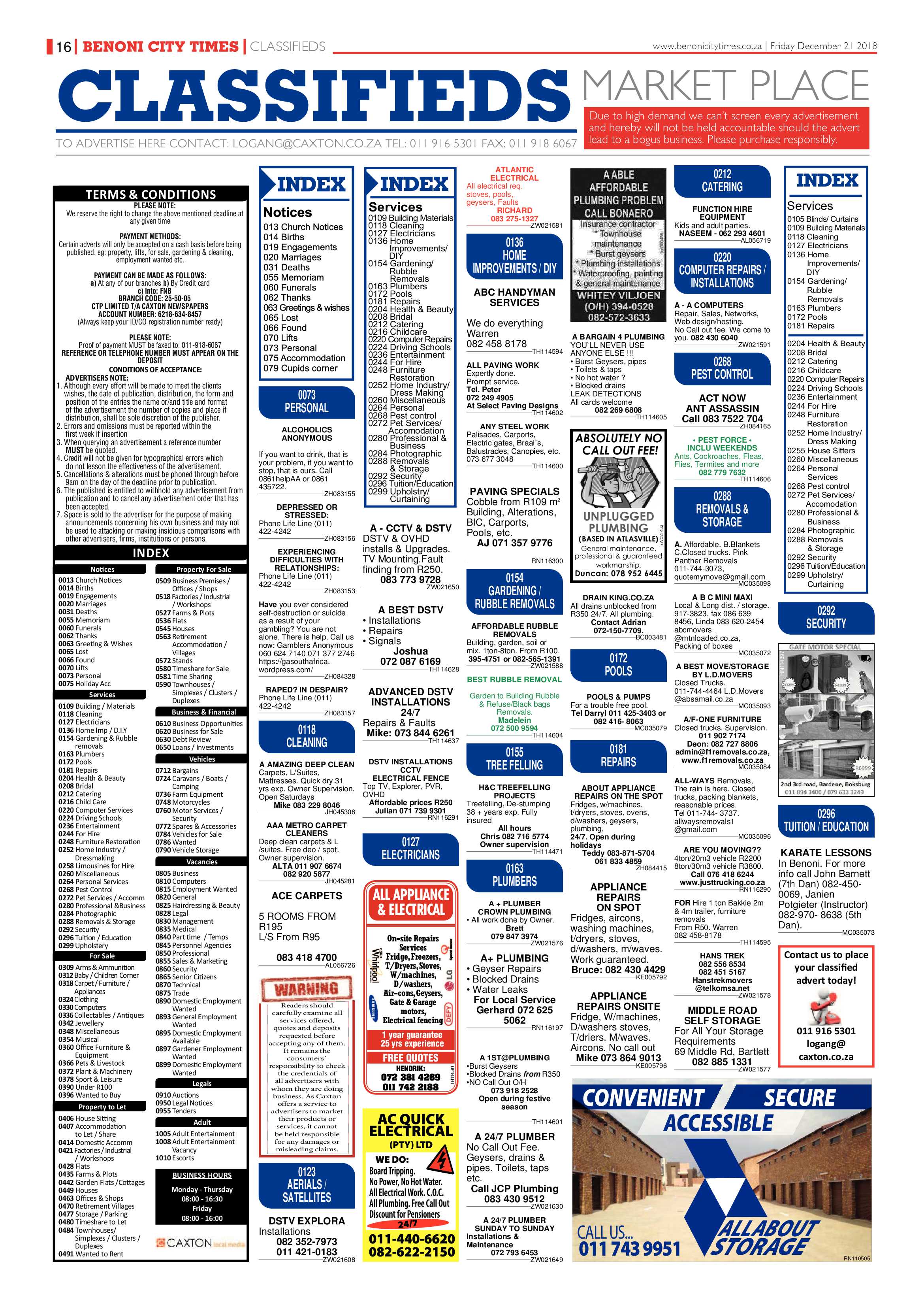 Benoni City Times 20 December 2018 page 16