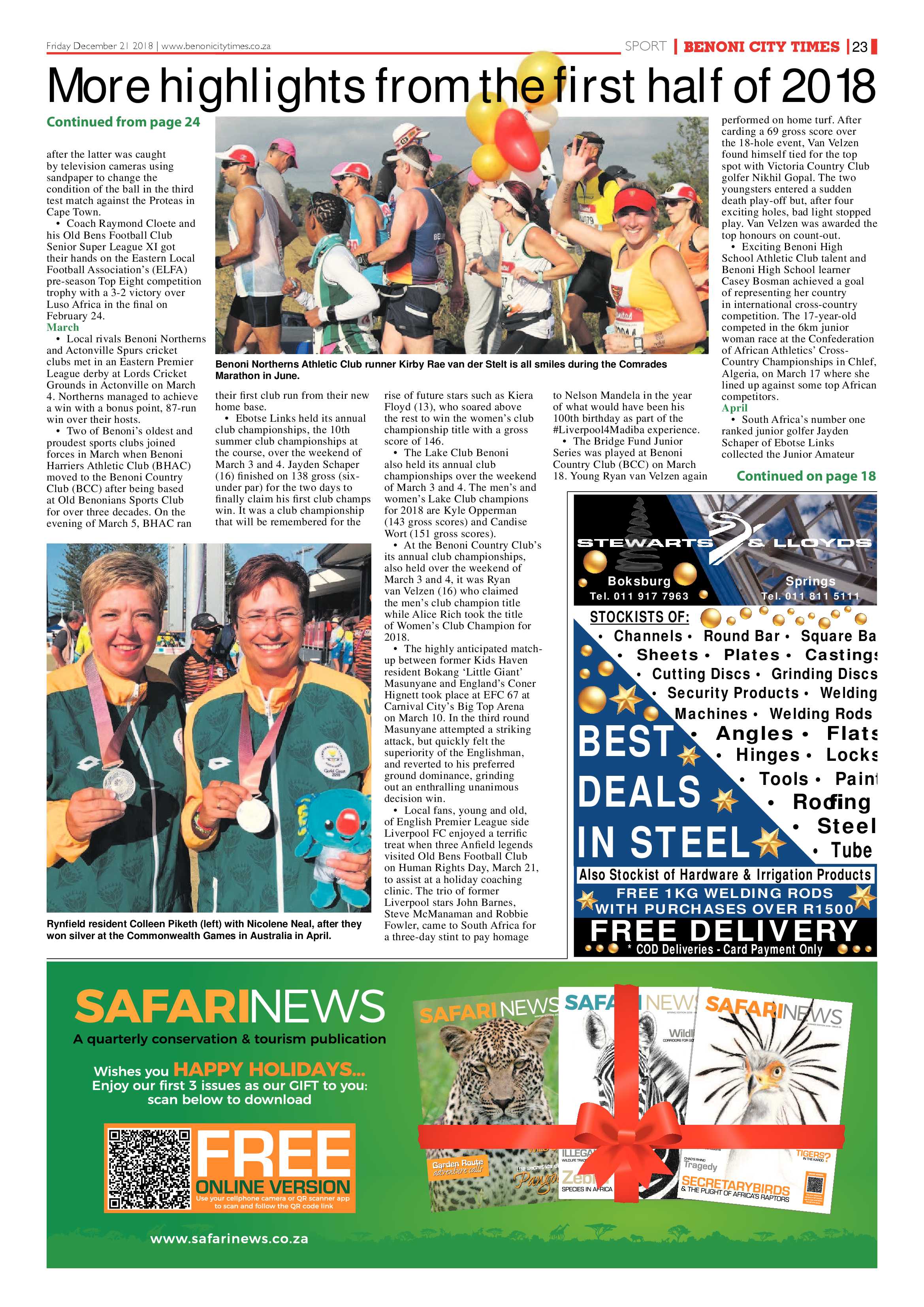 Benoni City Times 20 December 2018 page 23