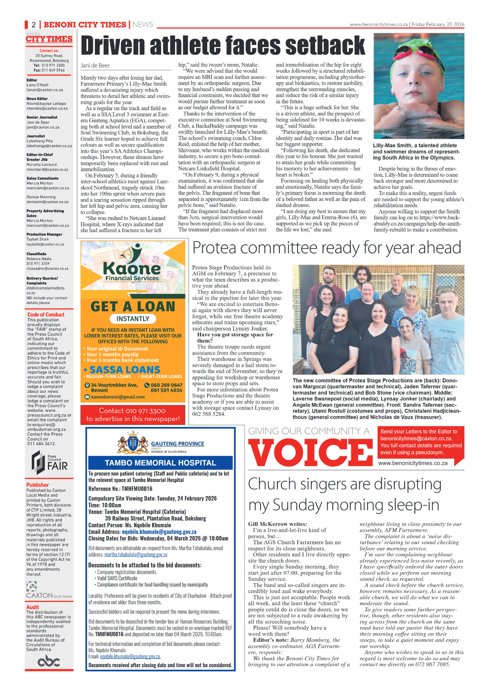 Benoni City Times 20 February 2026 page 2