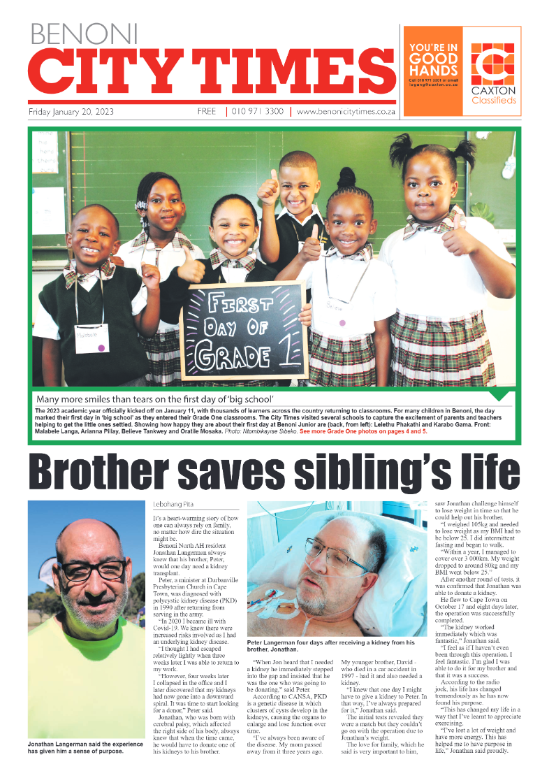 Benoni City Times 20 January 2023 page 1