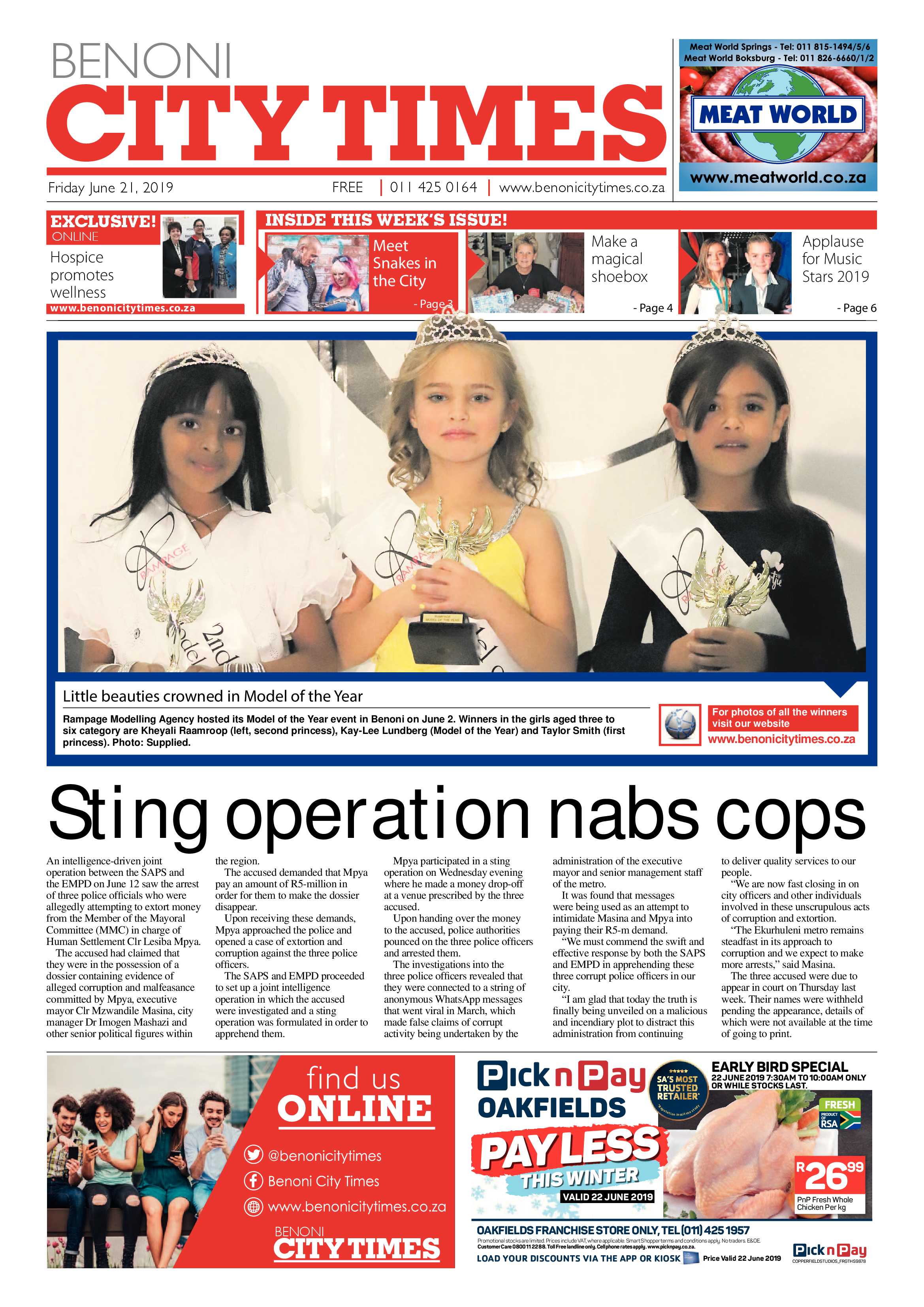 Benoni City Times 20 June 2019 page 1