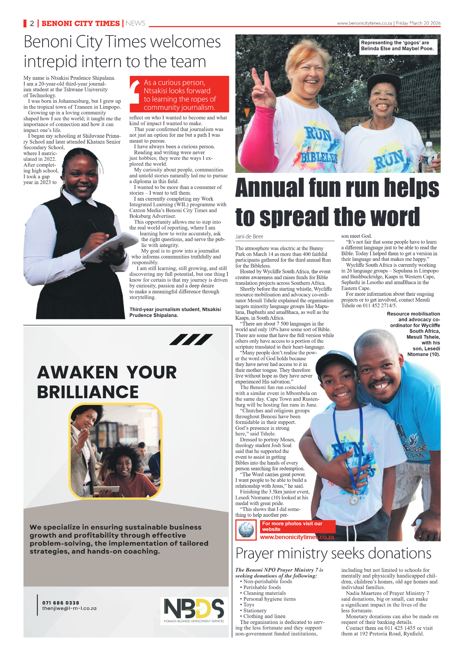 Benoni City Times 20 March 2026 page 2
