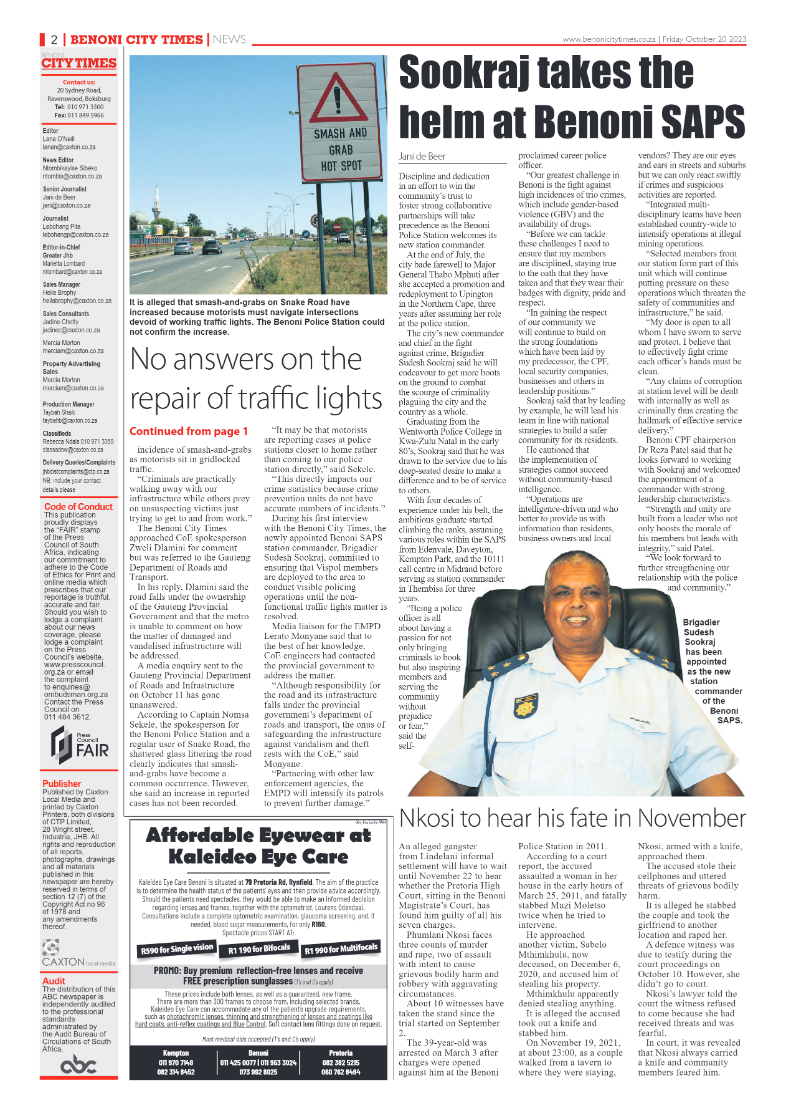Benoni City Times 20 October 2023 page 2