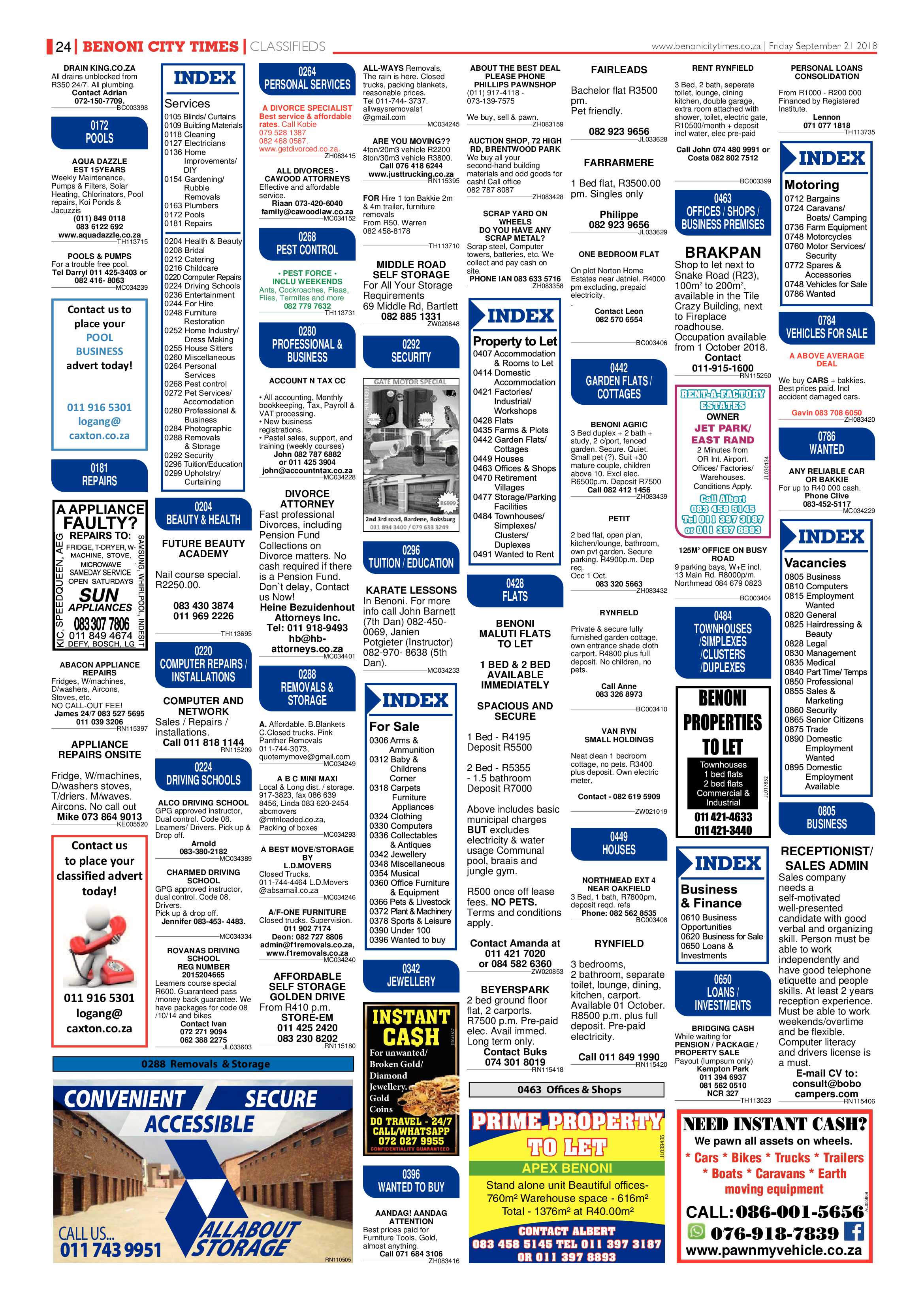 Benoni City Times 20 September 2018 page 24