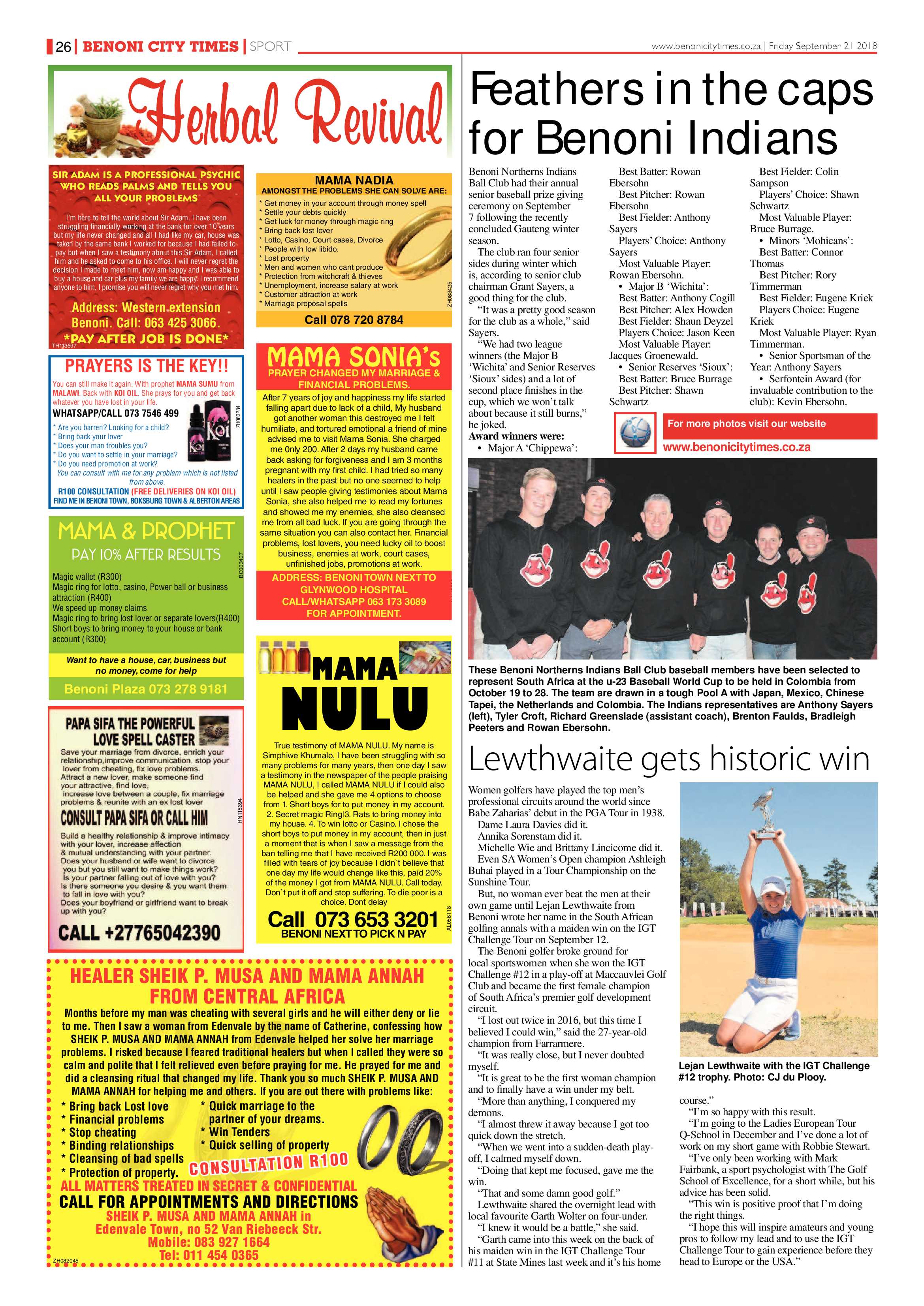 Benoni City Times 20 September 2018 page 26