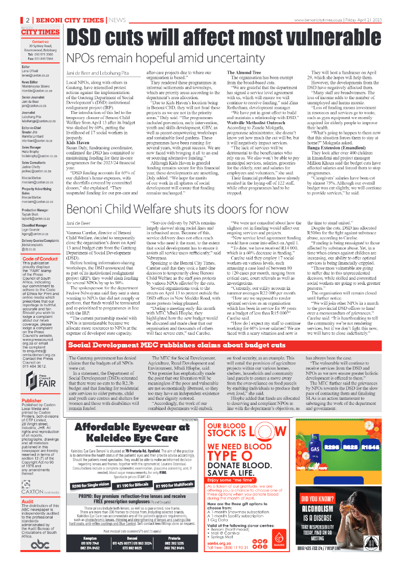 Benoni City Times 21 April 2023 page 2