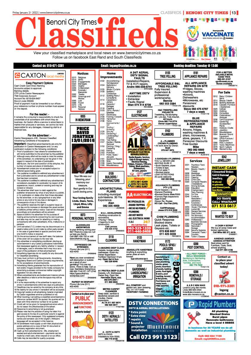 Benoni City Times 21 January 2022 page 13