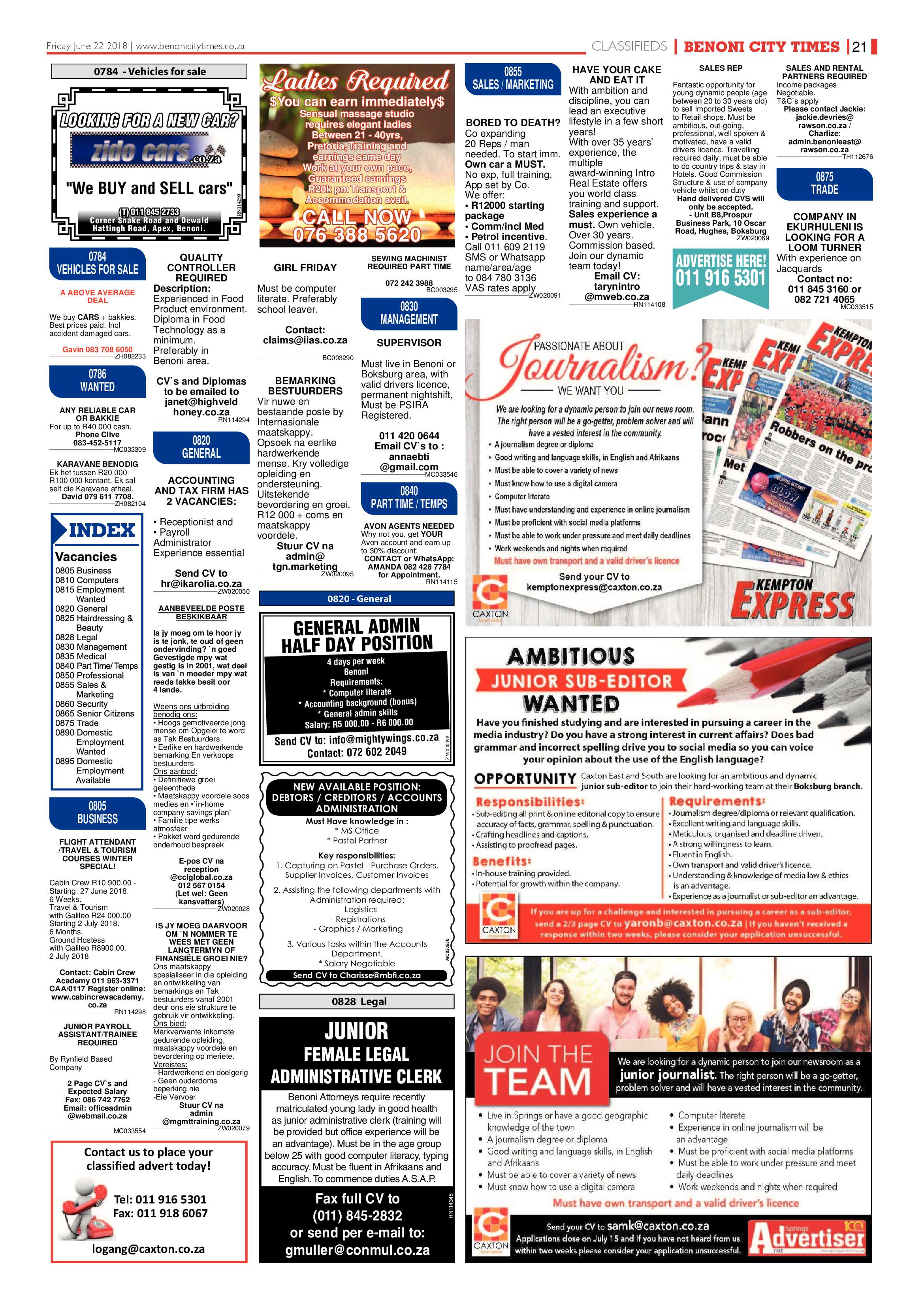 Benoni City Times 21 June 2018 page 21