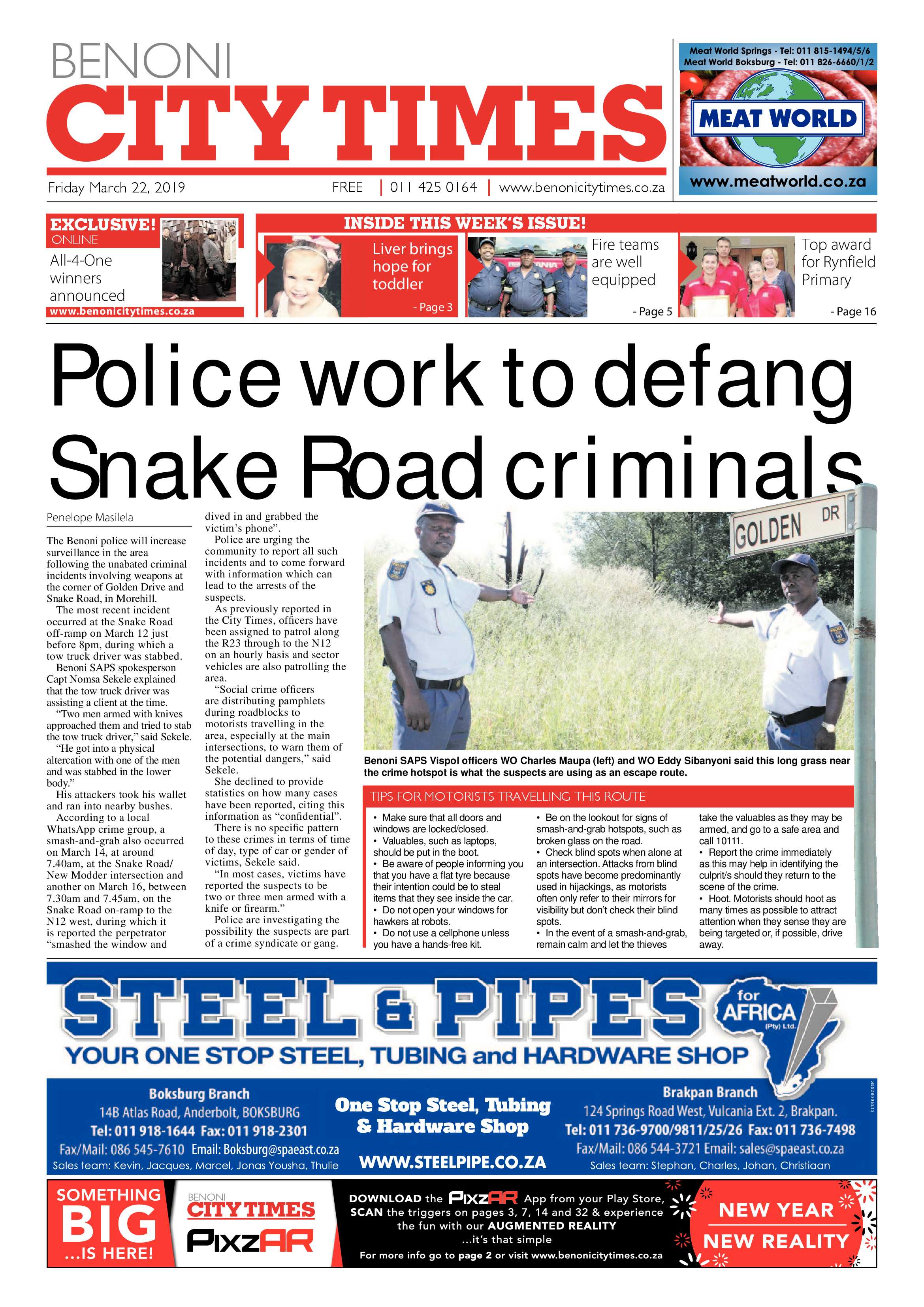 Benoni City Times 21 March 2019 page 1