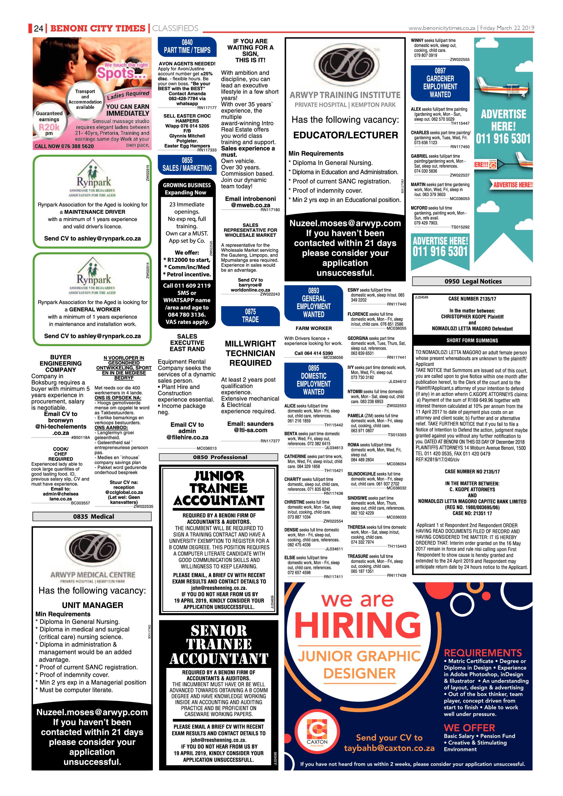 Benoni City Times 21 March 2019 page 24