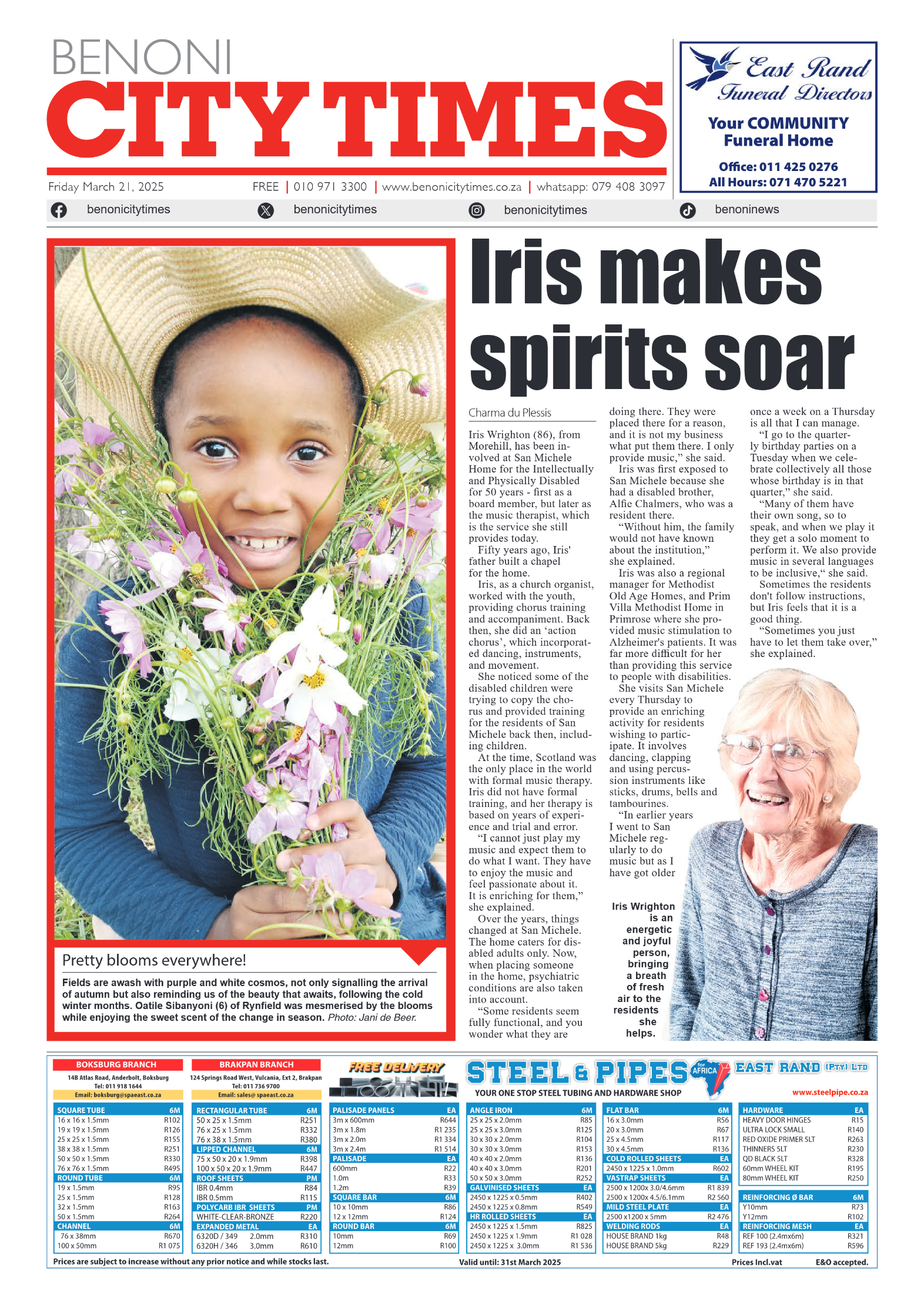 Benoni City Times 21 March 2025 page 1