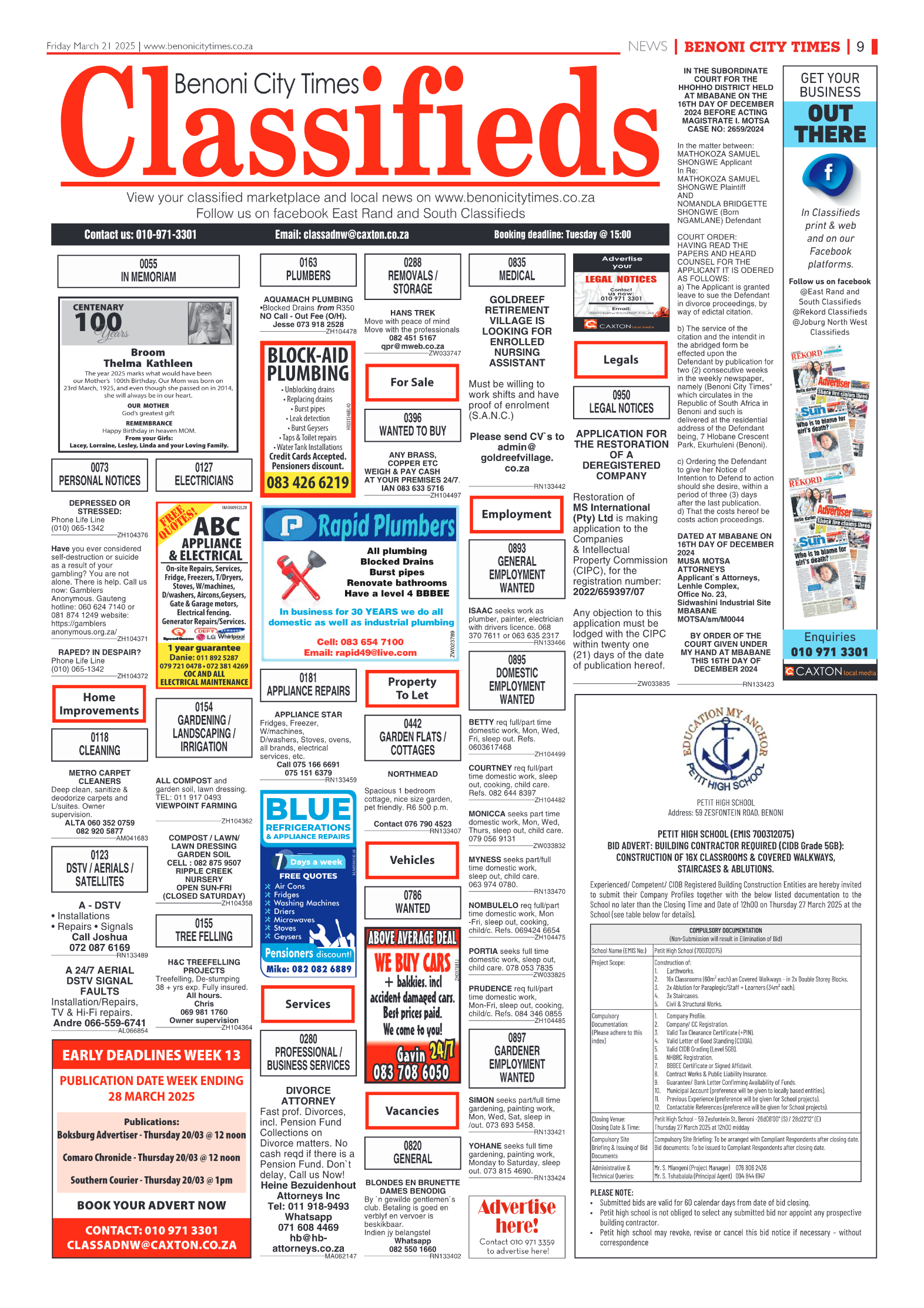 Benoni City Times 21 March 2025 page 9