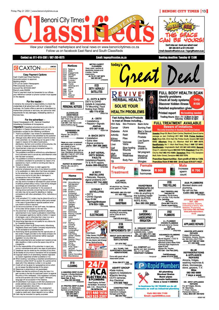 Benoni City Times 21 May 2021 page 13