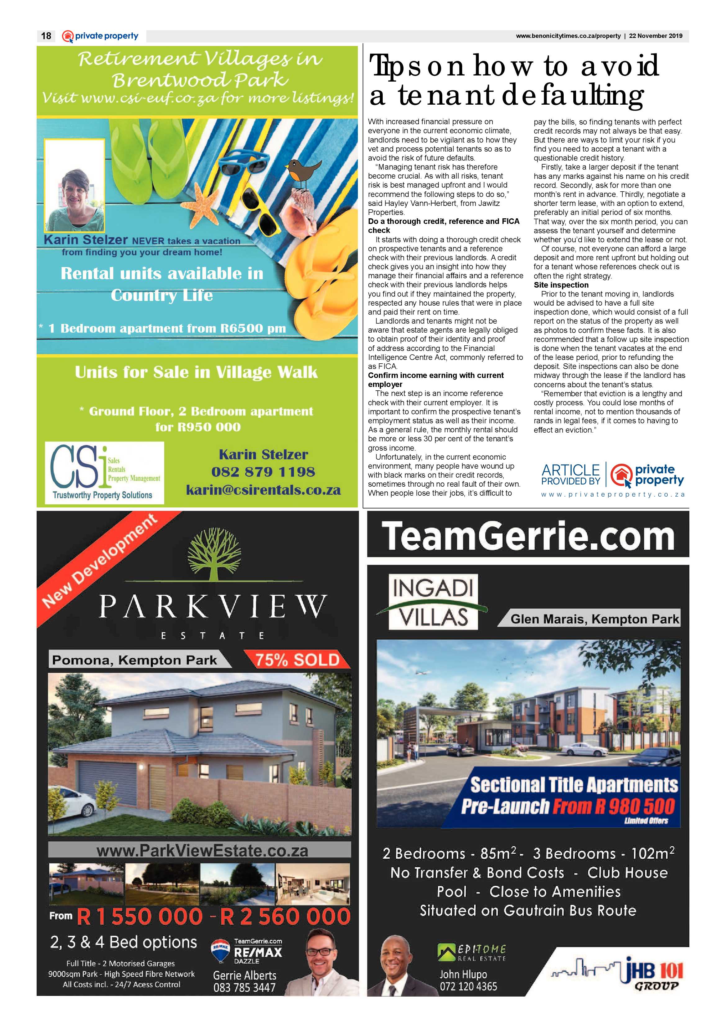 Benoni City Times 21 November 2019 page 18