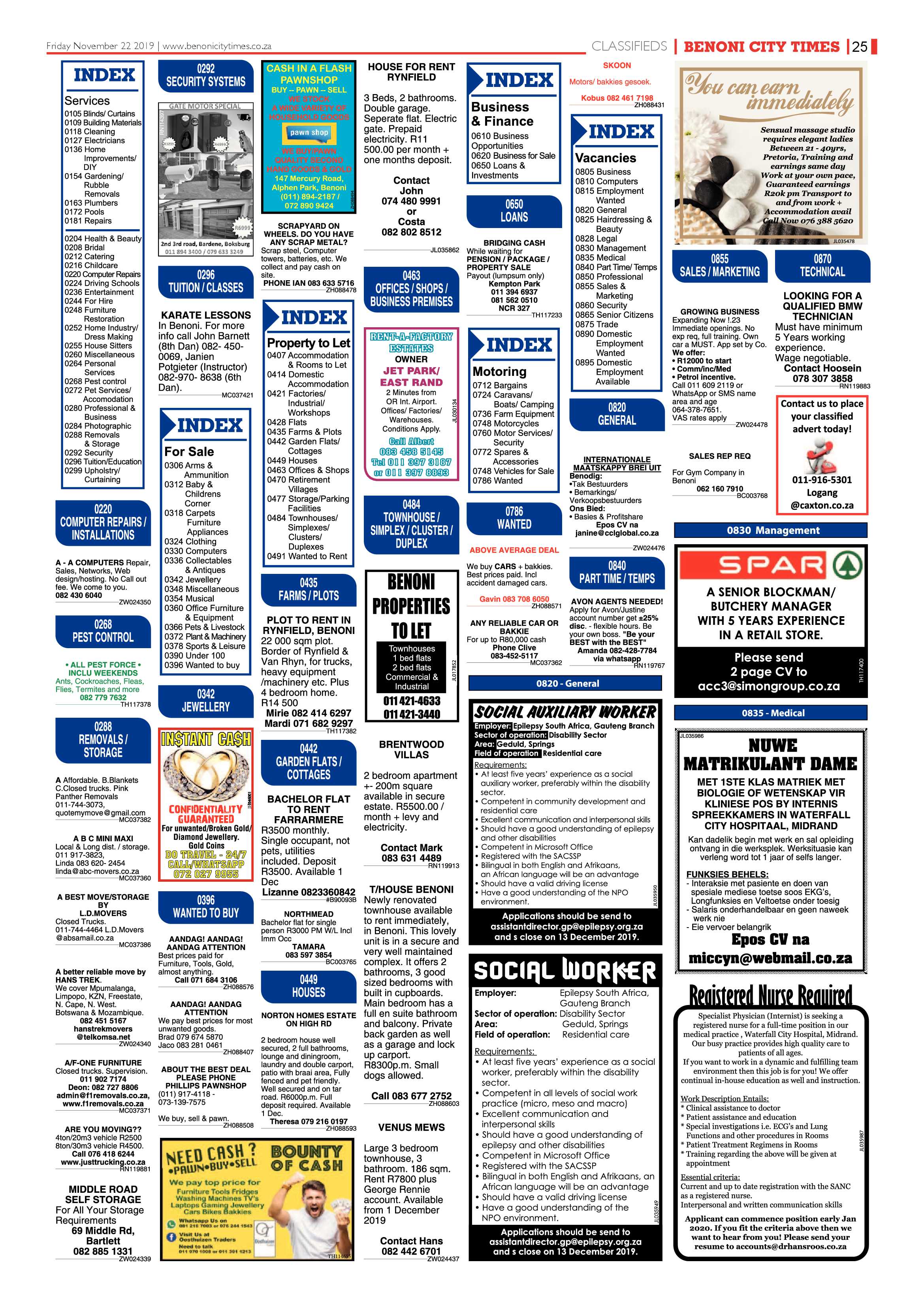Benoni City Times 21 November 2019 page 25
