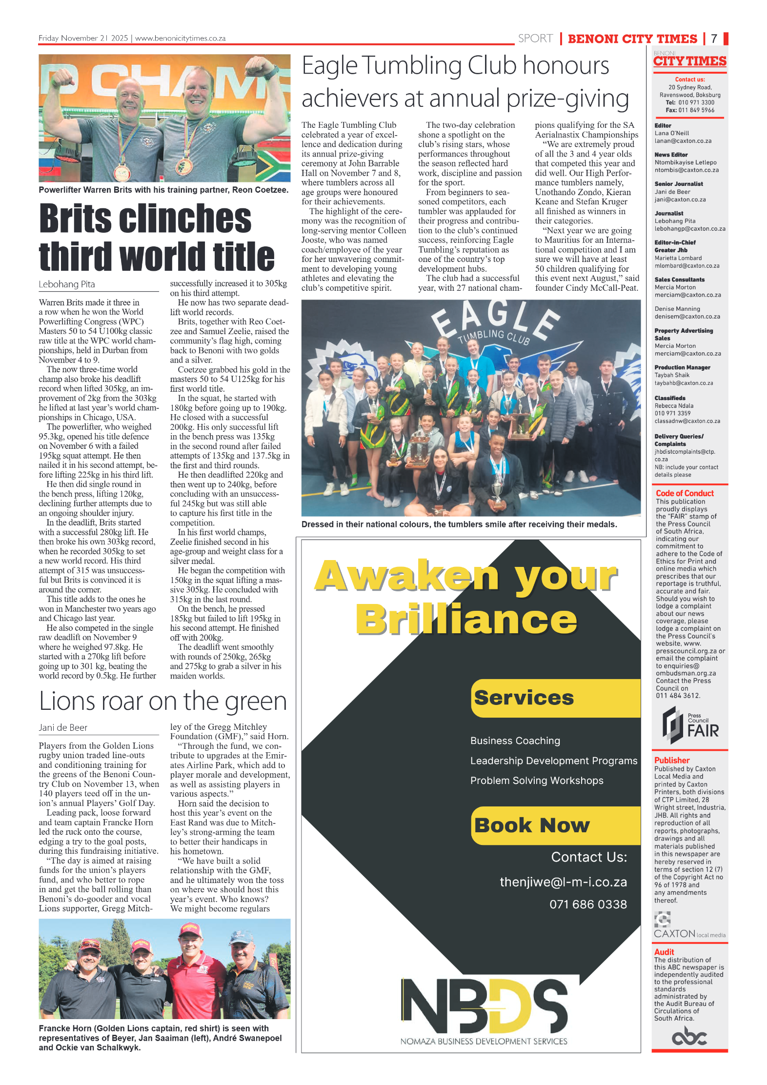 Benoni City Times 21 November 2025 page 9