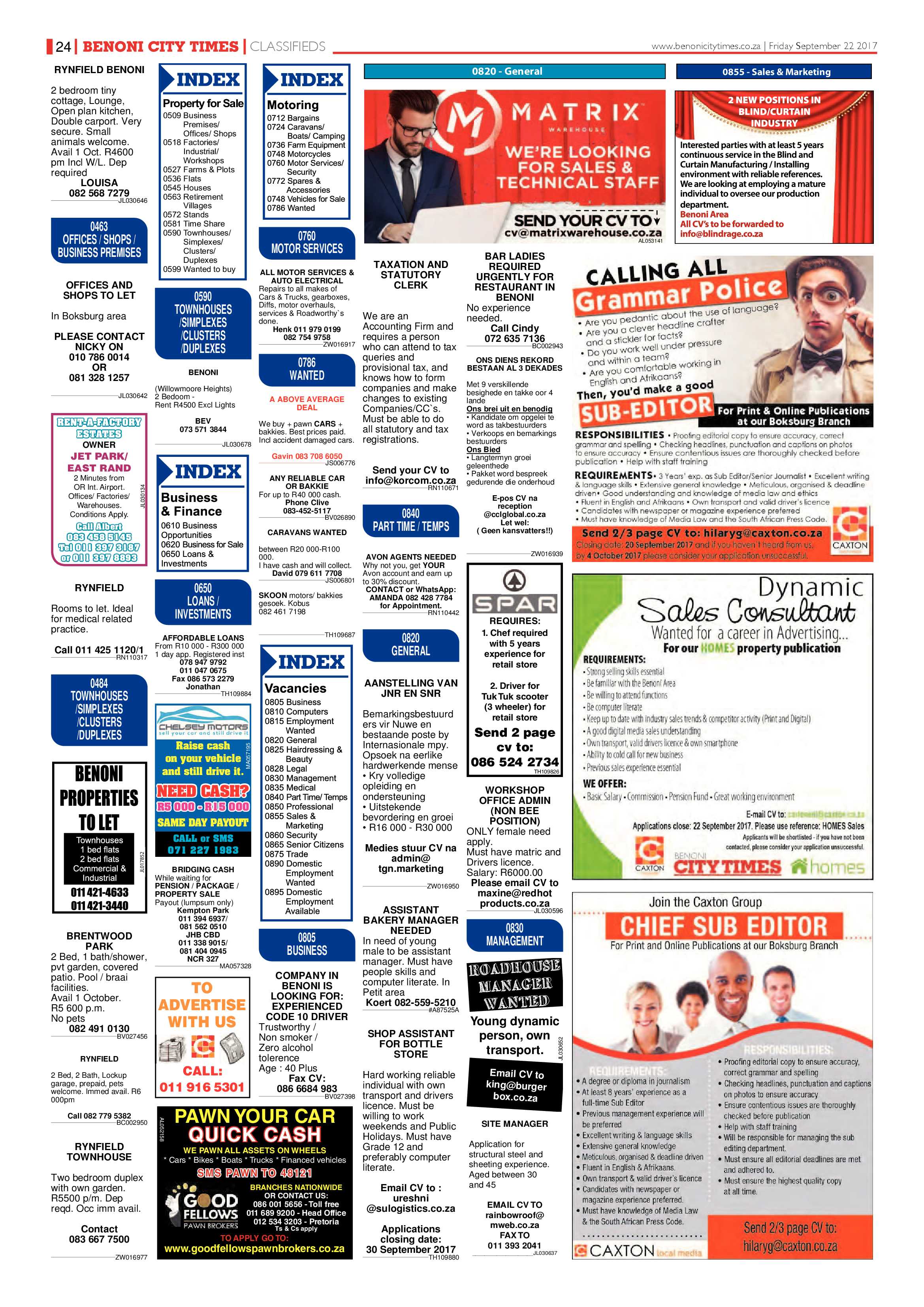 Benoni City Times 21 September 2017 page 24