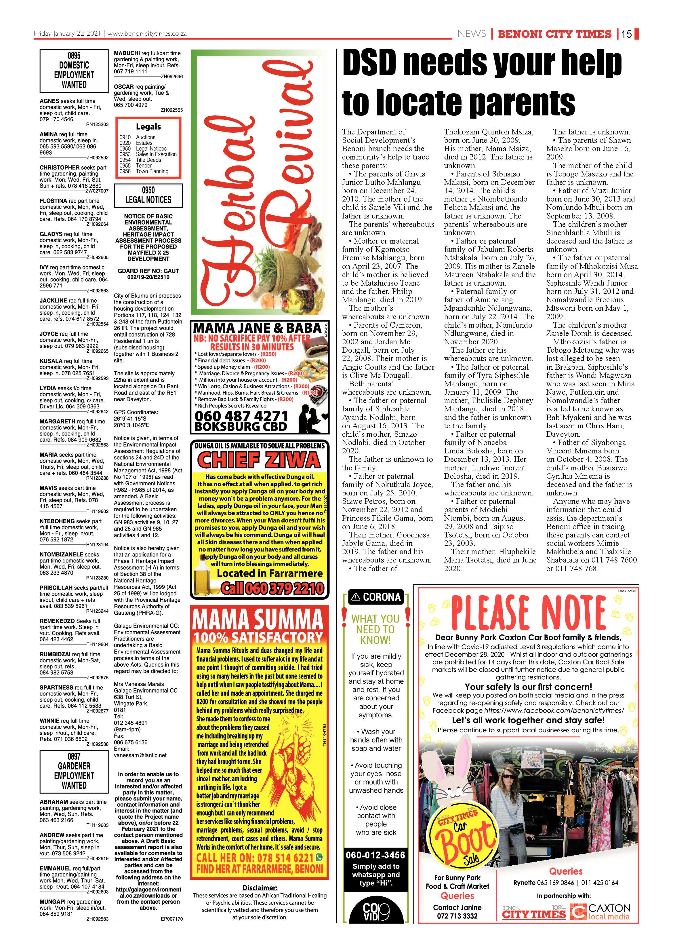 Benoni City Times 21  january 2021 page 15