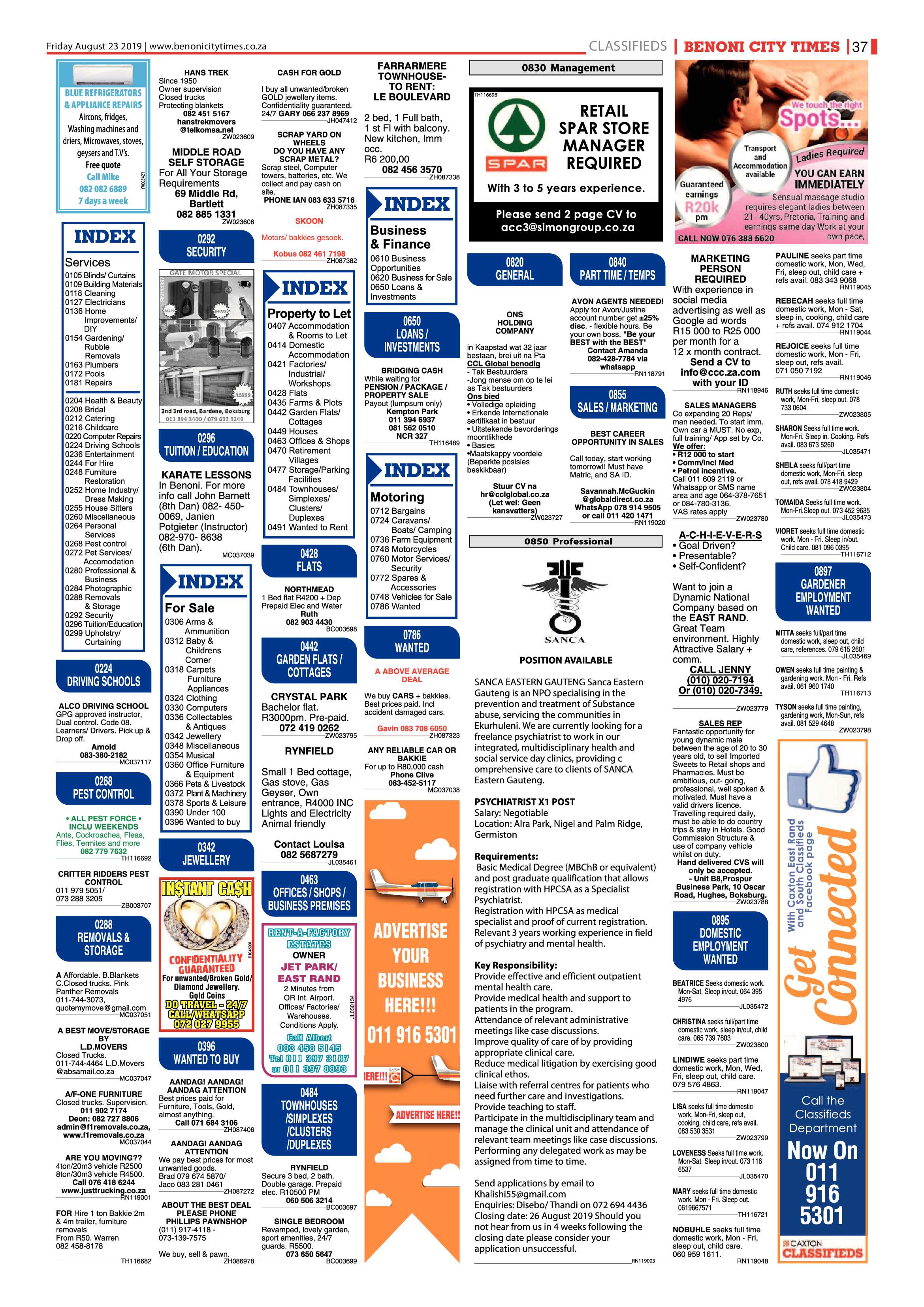 Benoni City Times 22 August 2019 page 37