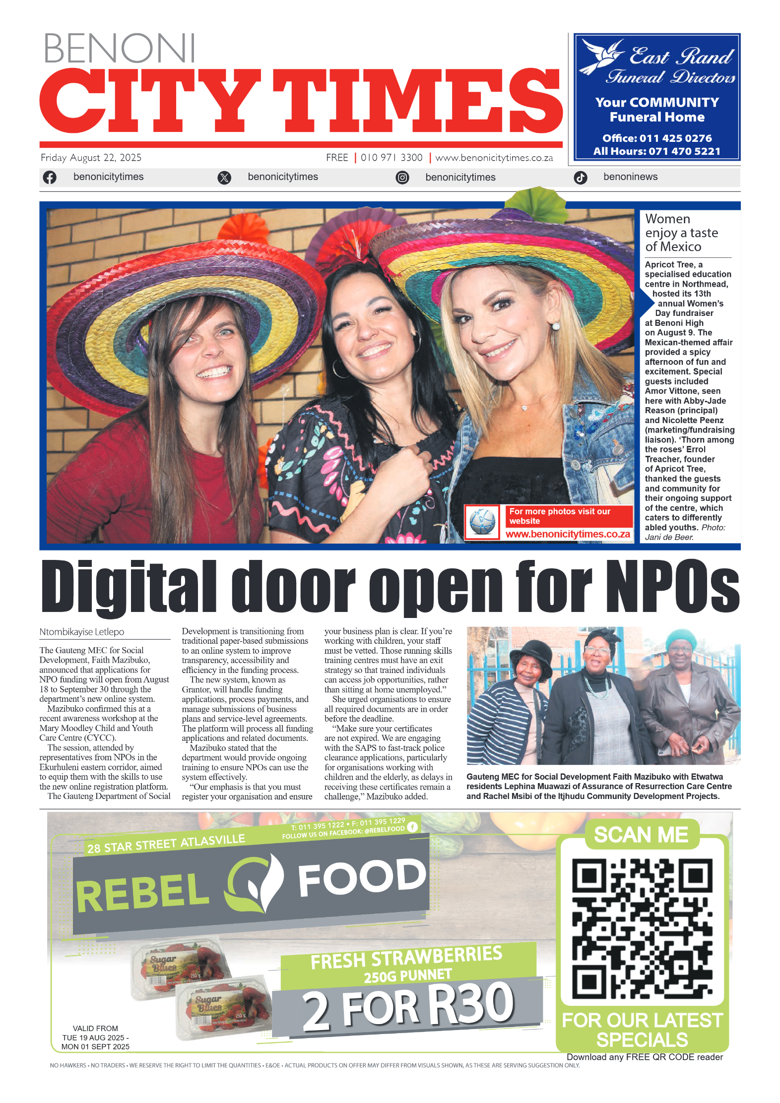 Benoni City Times 22 August 2025 page 1