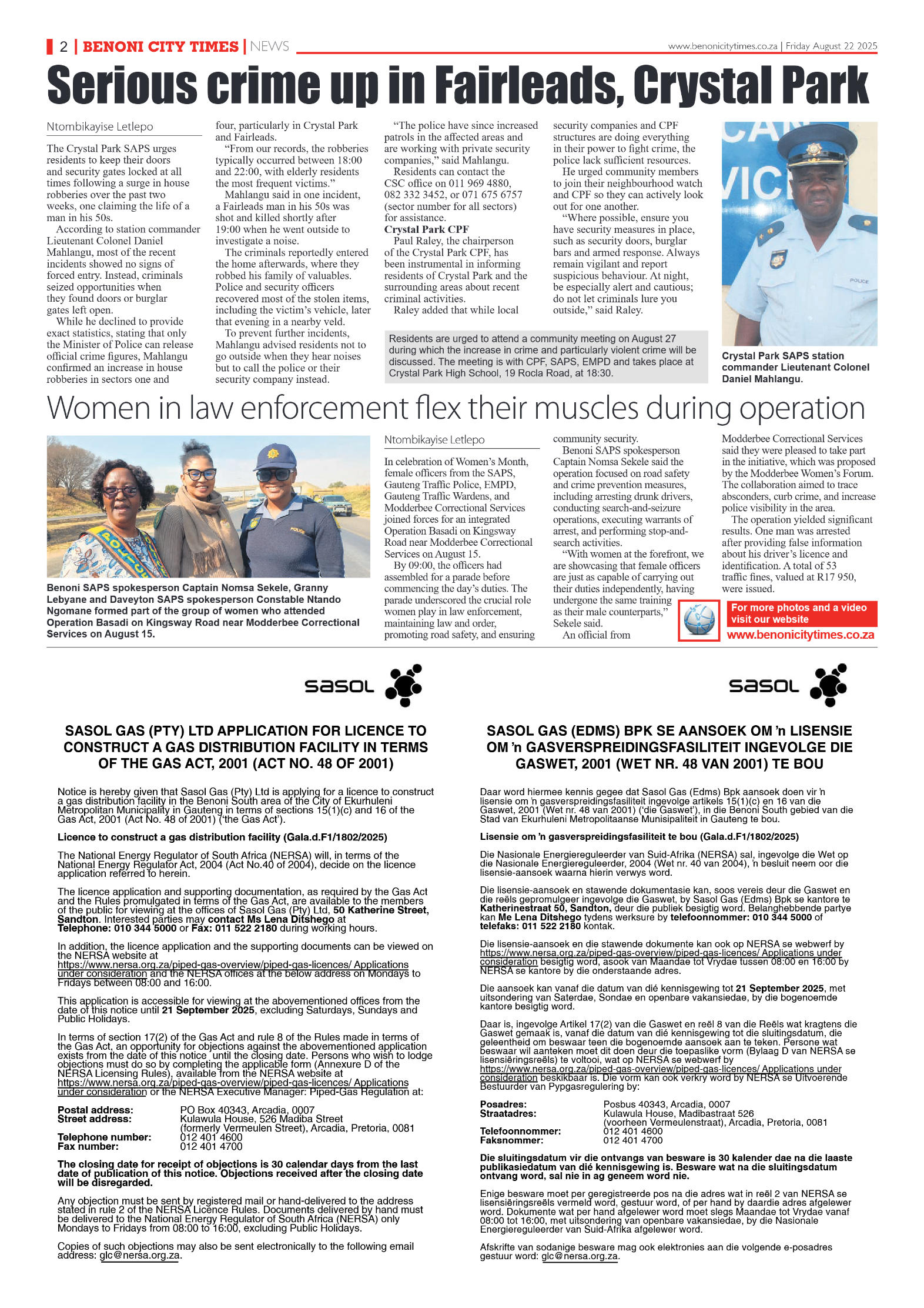 Benoni City Times 22 August 2025 page 2