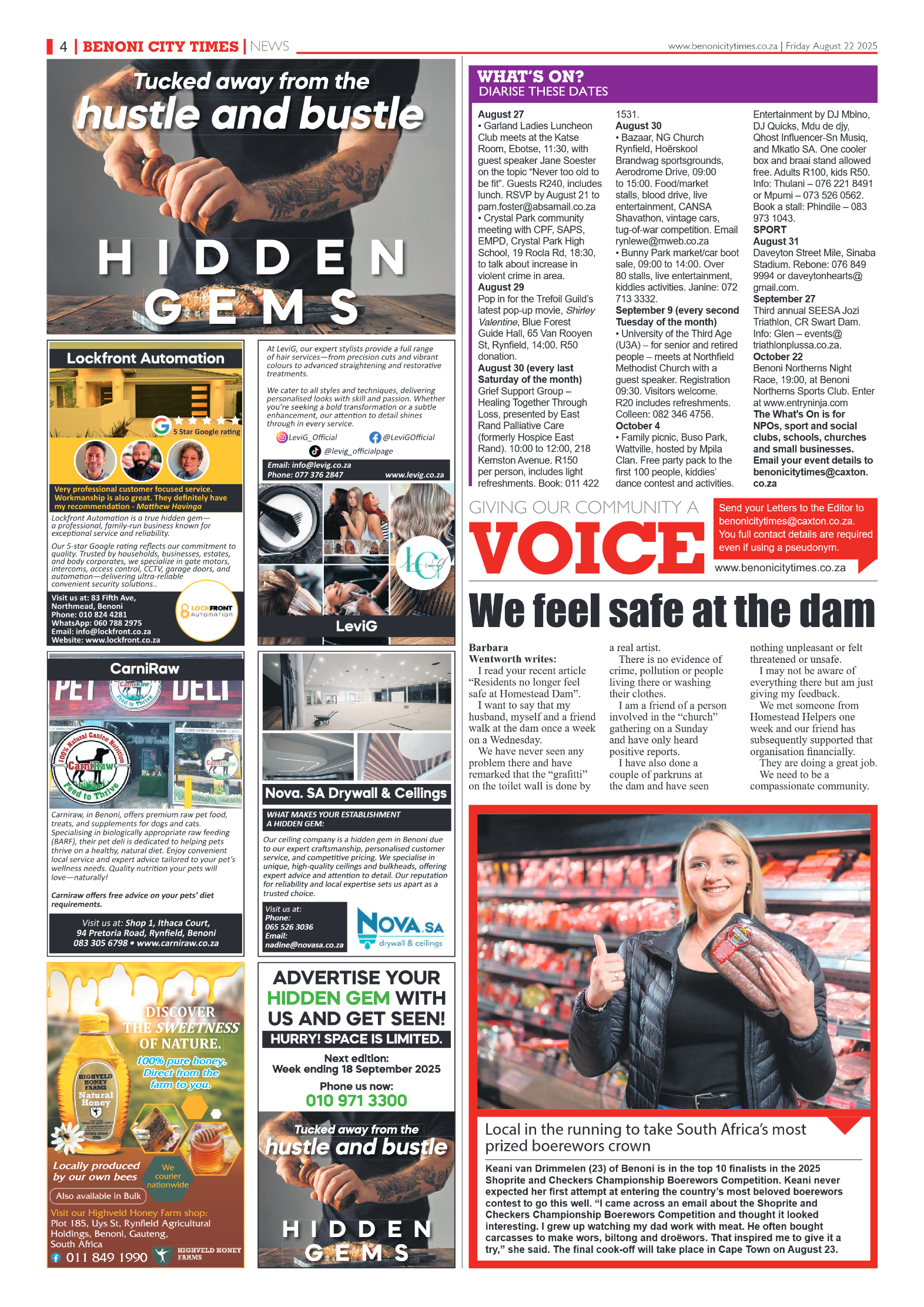 Benoni City Times 22 August 2025 page 4