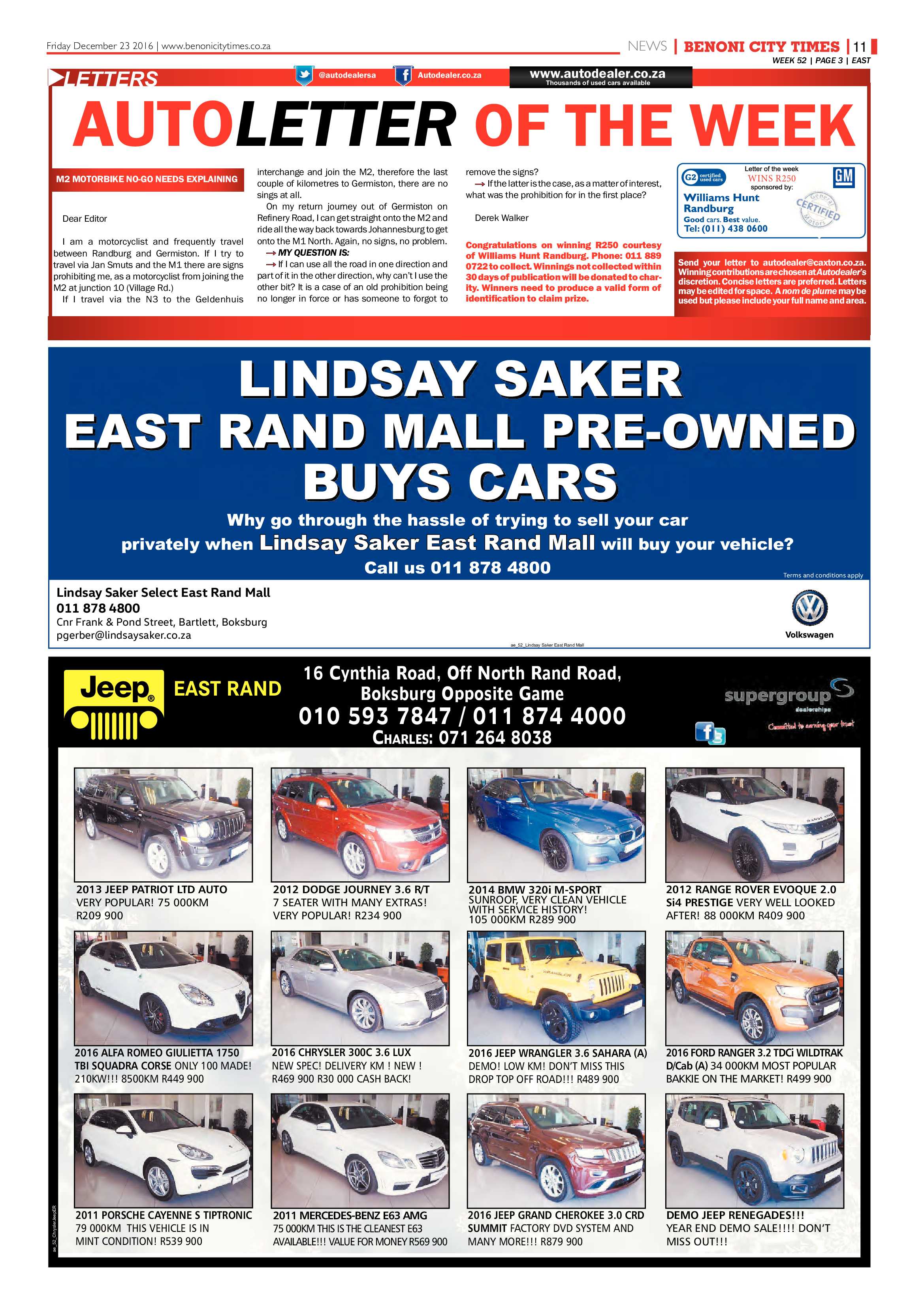 Benoni City Times 22 December 2016 page 11