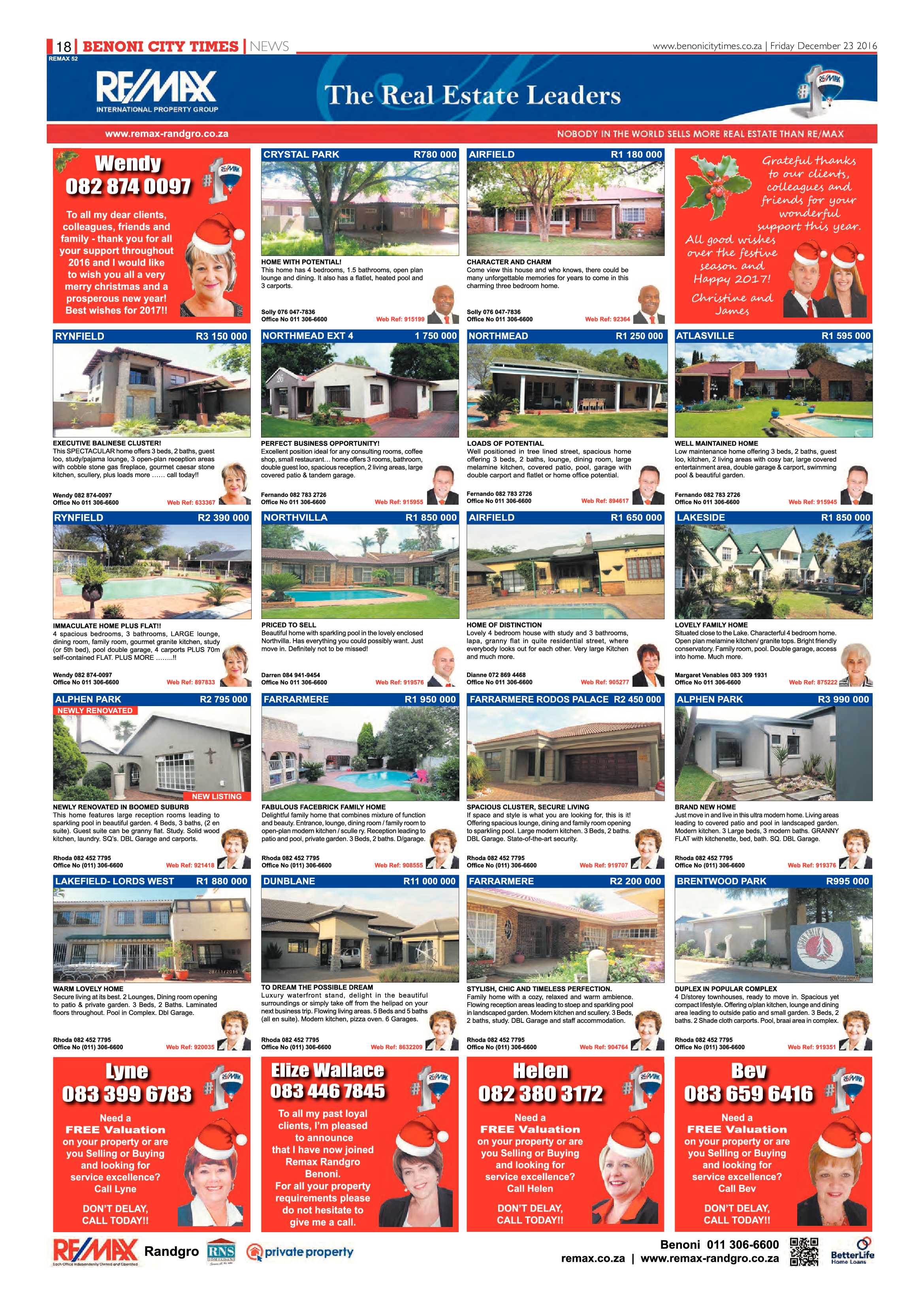 Benoni City Times 22 December 2016 page 18