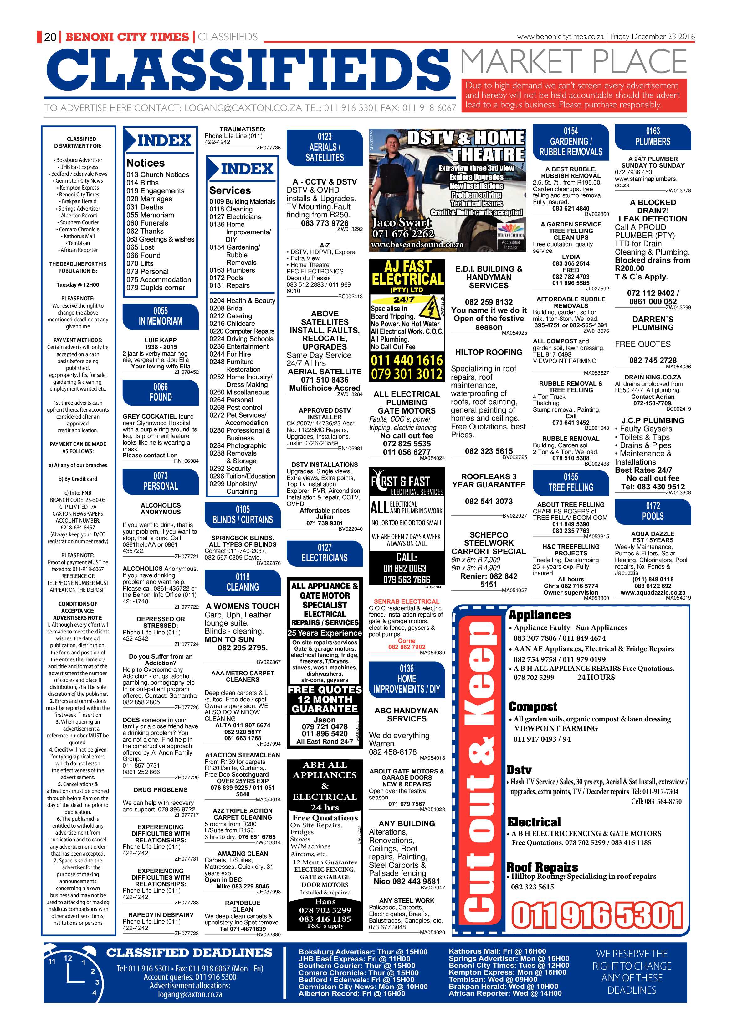 Benoni City Times 22 December 2016 page 20