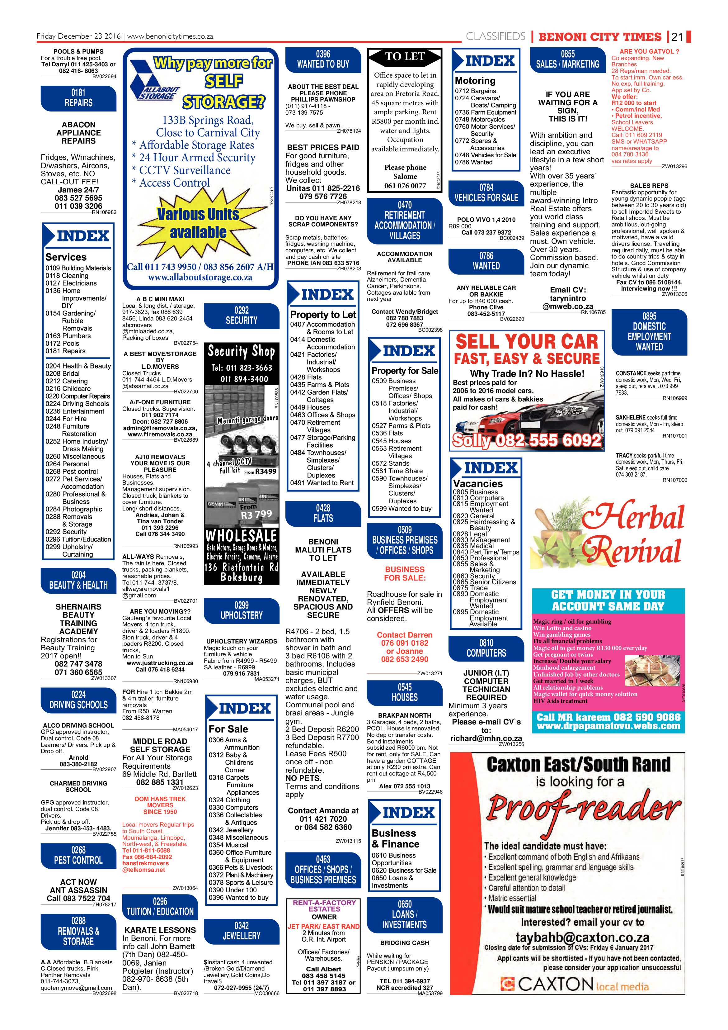Benoni City Times 22 December 2016 page 21
