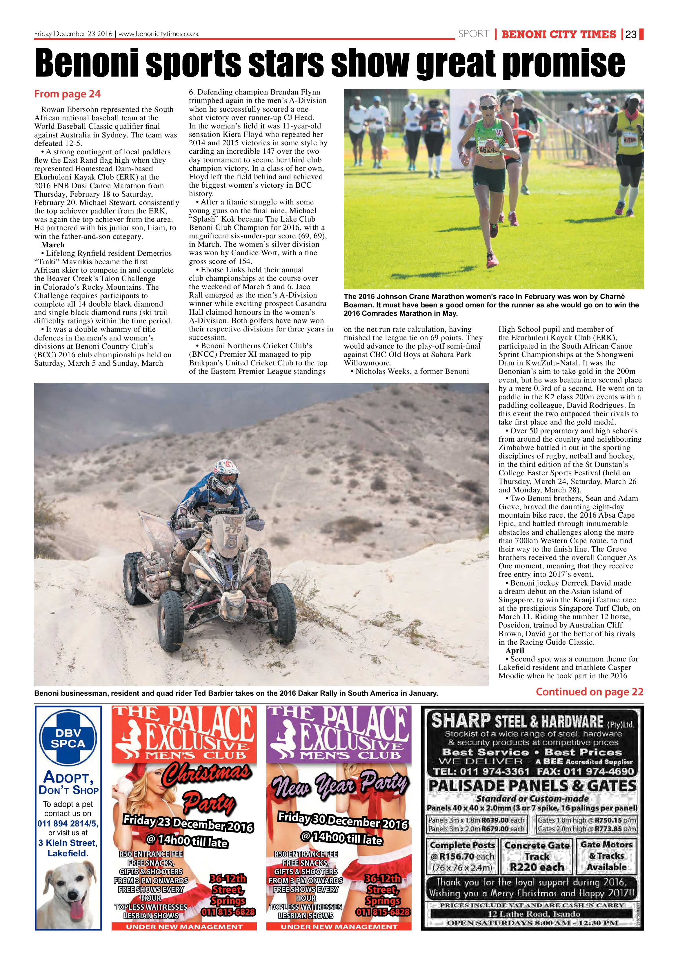 Benoni City Times 22 December 2016 page 23