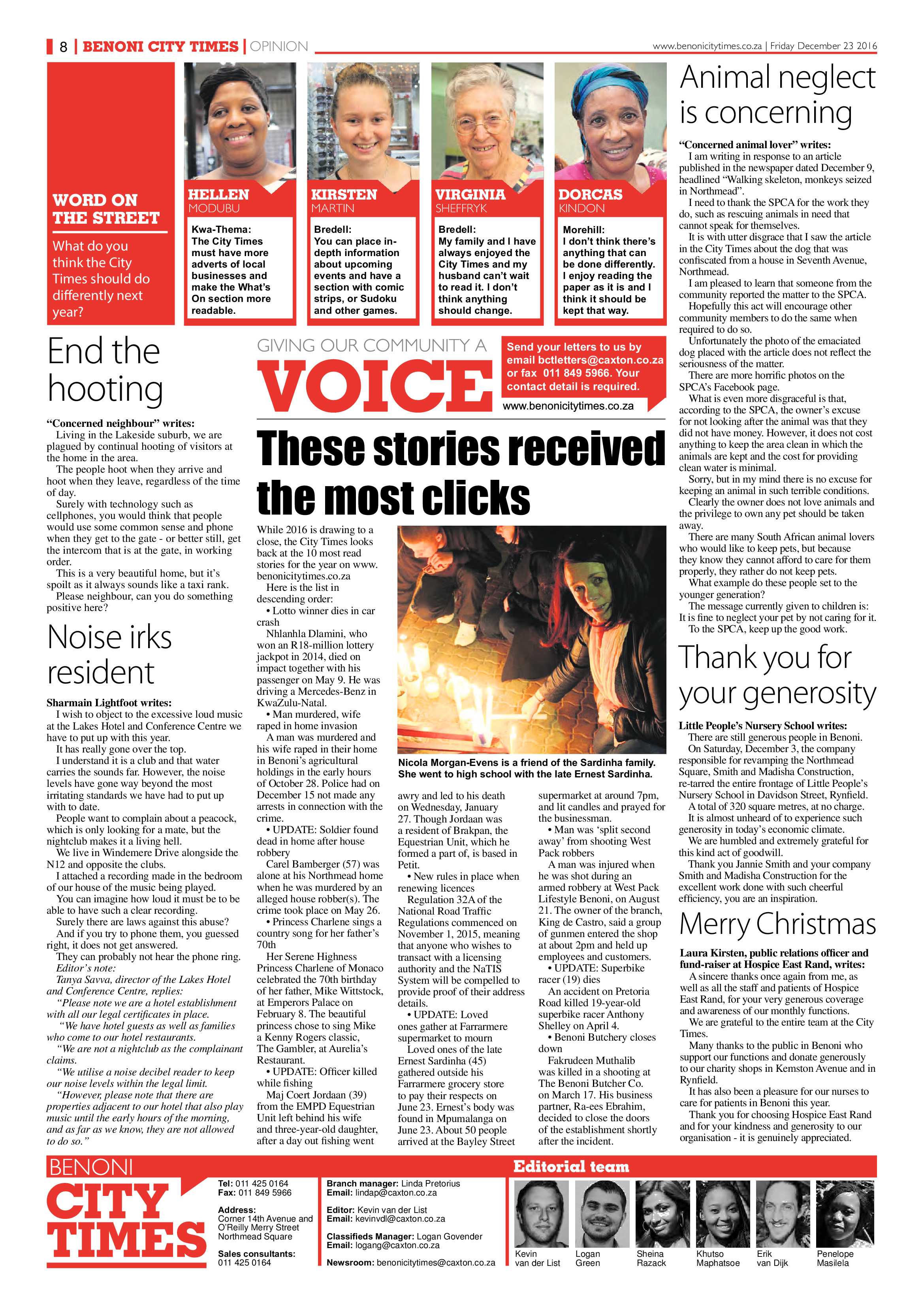 Benoni City Times 22 December 2016 page 8