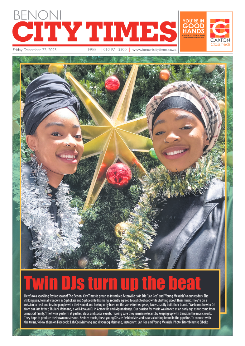 Benoni City Times 22 December 2023 page 1