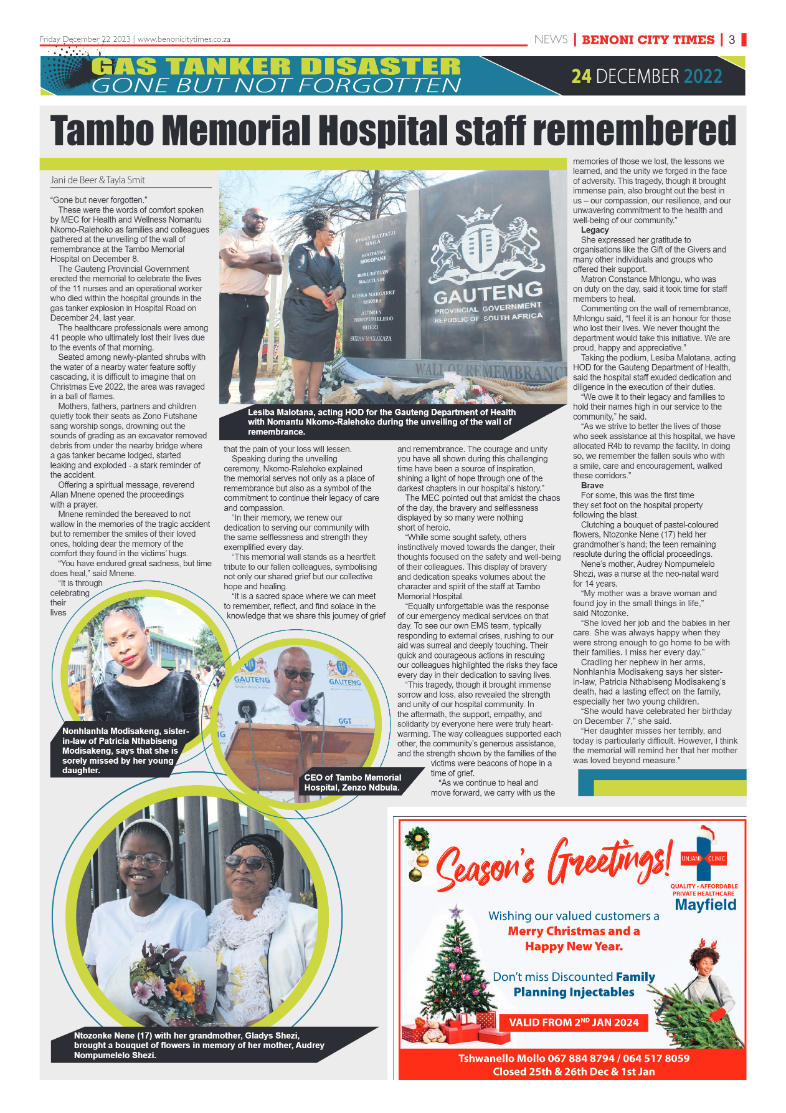 Benoni City Times 22 December 2023 page 3