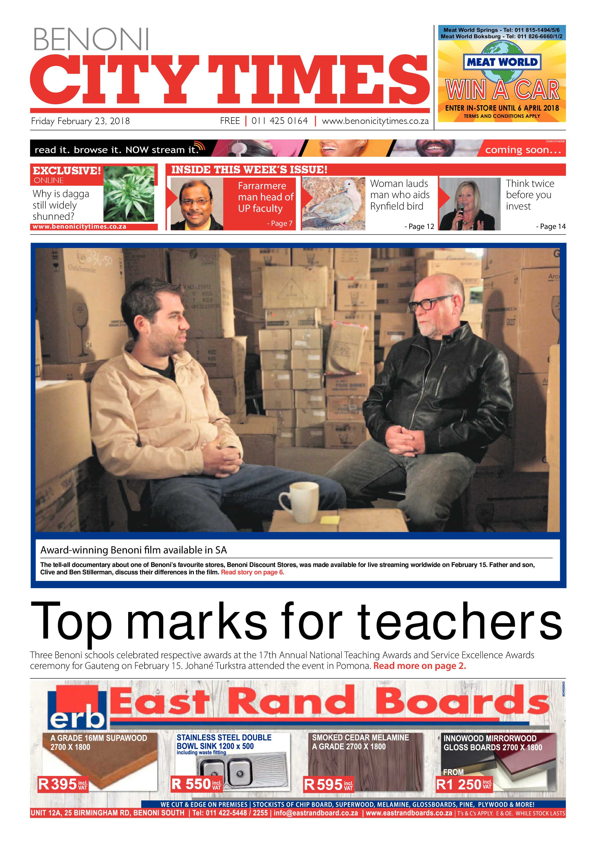 Benoni City Times 22 February 2018 page 1