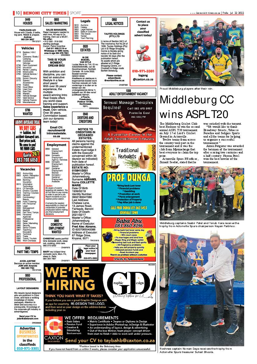Benoni City Times 22 July 2022 page 10