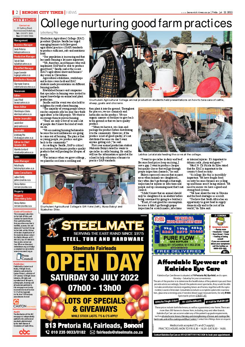 Benoni City Times 22 July 2022 page 2