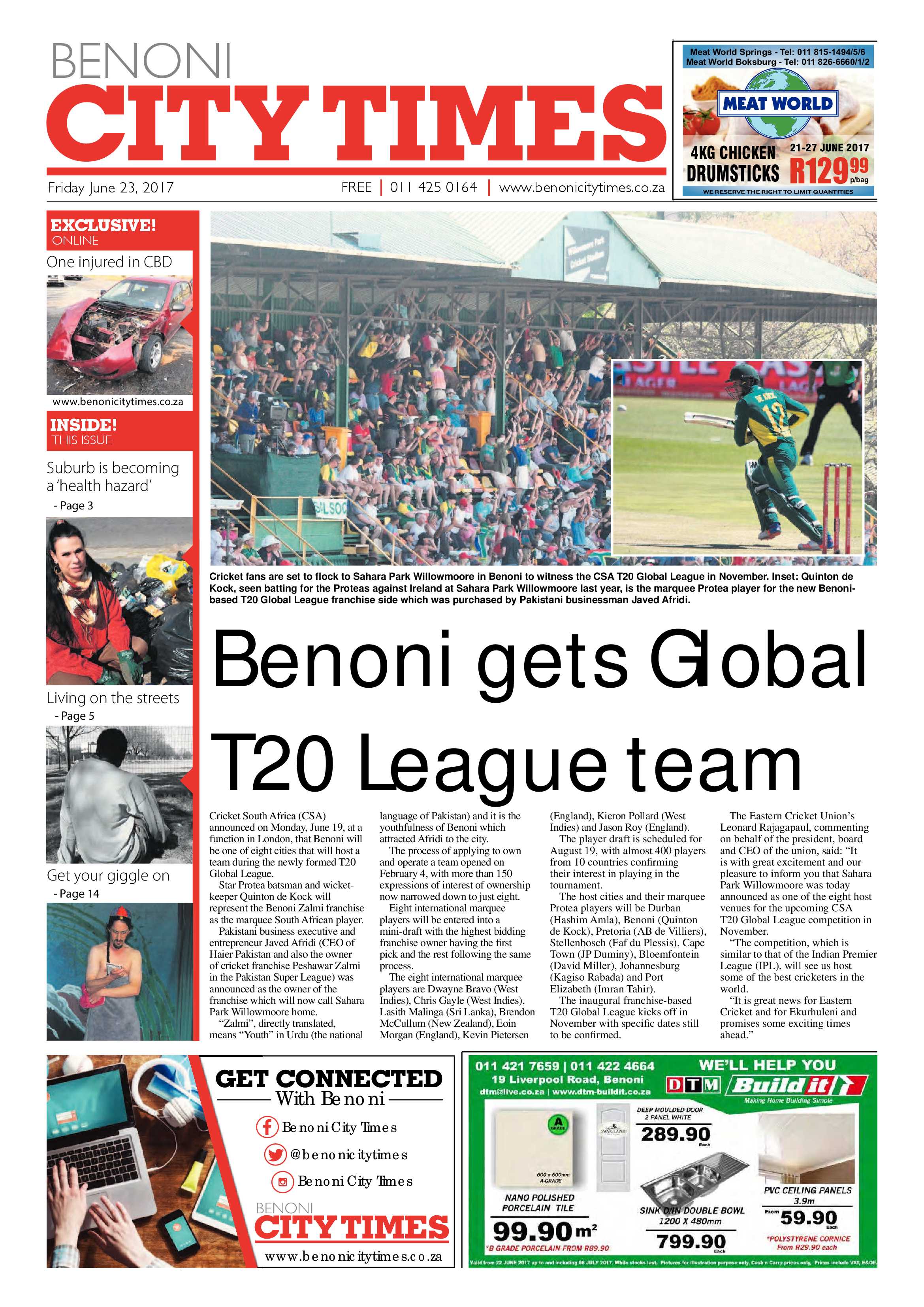 Benoni City Times 22 June 2017 page 1