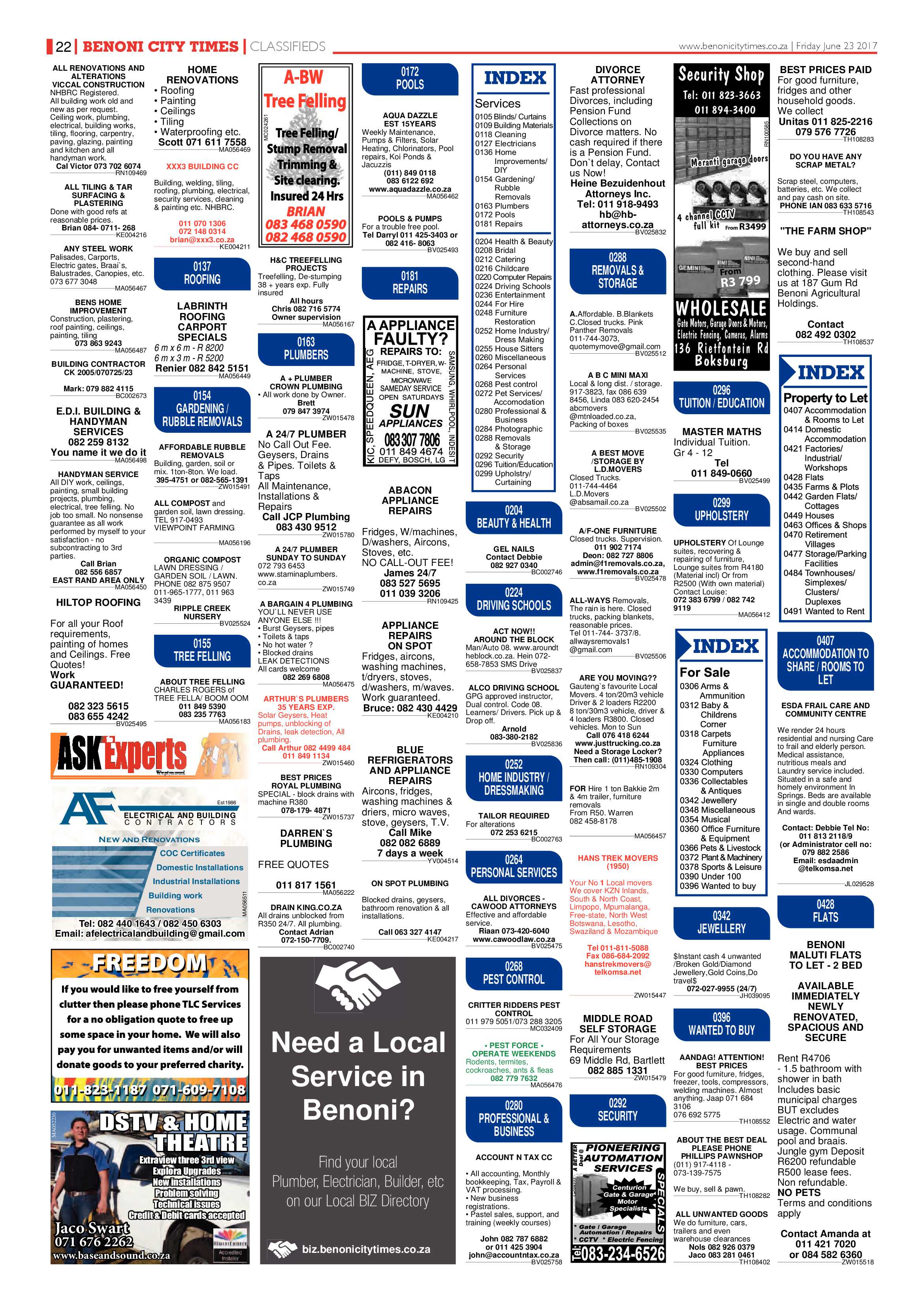 Benoni City Times 22 June 2017 page 22